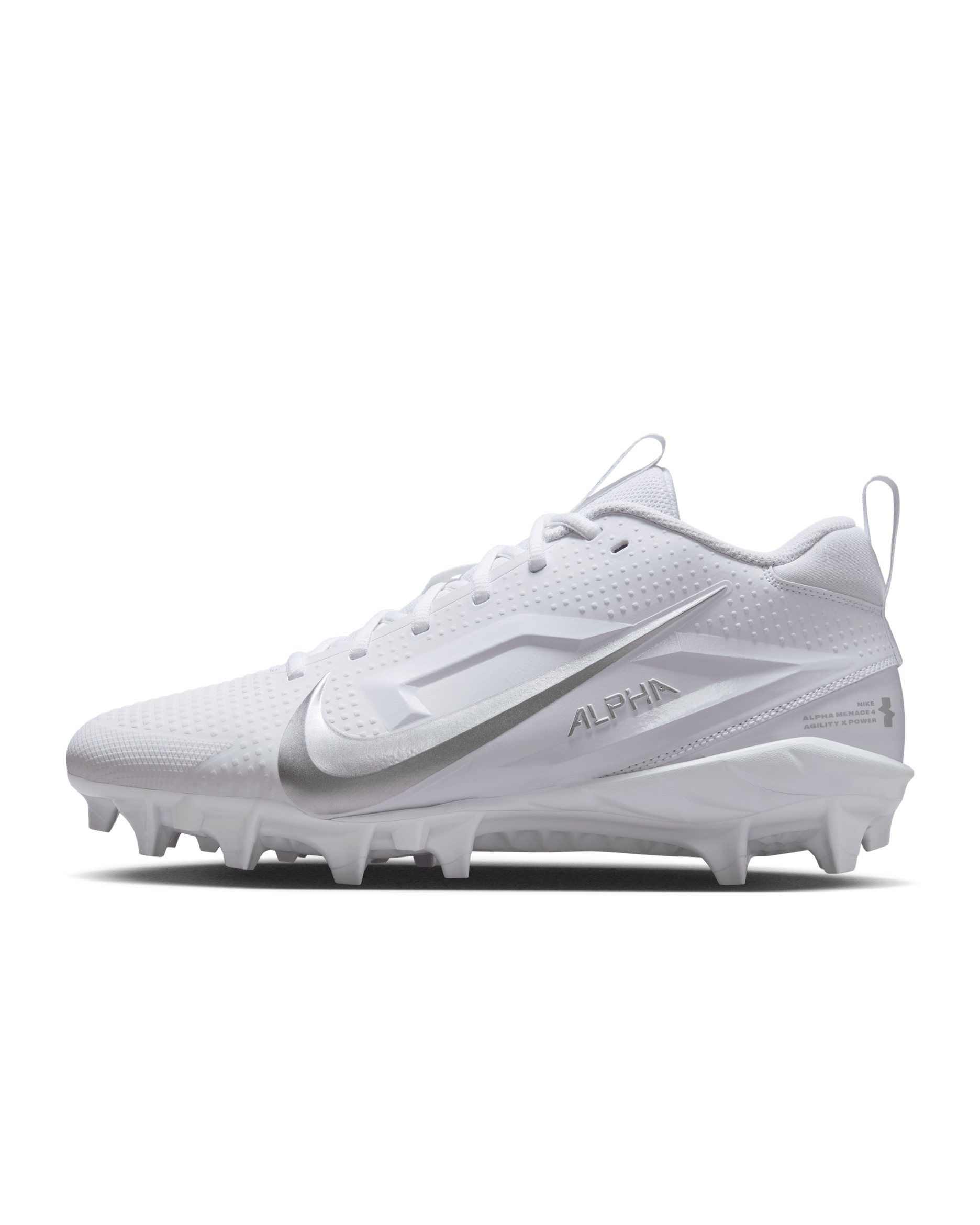 Nike Alpha Menace 4 Varsity Football Cleats - White/Metallic Silver