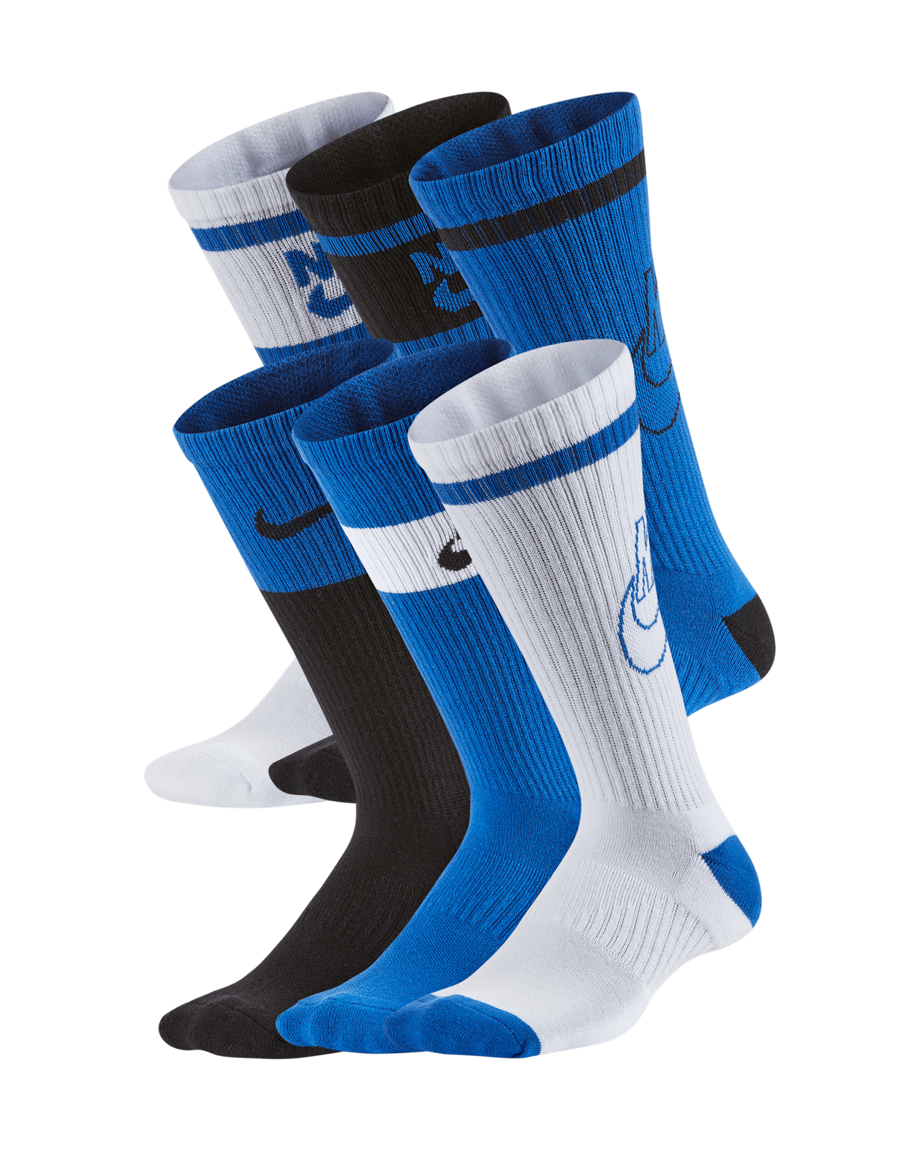 Nike Everyday Kids' Cushioned Crew Socks (6 Pairs) - Multi-Color