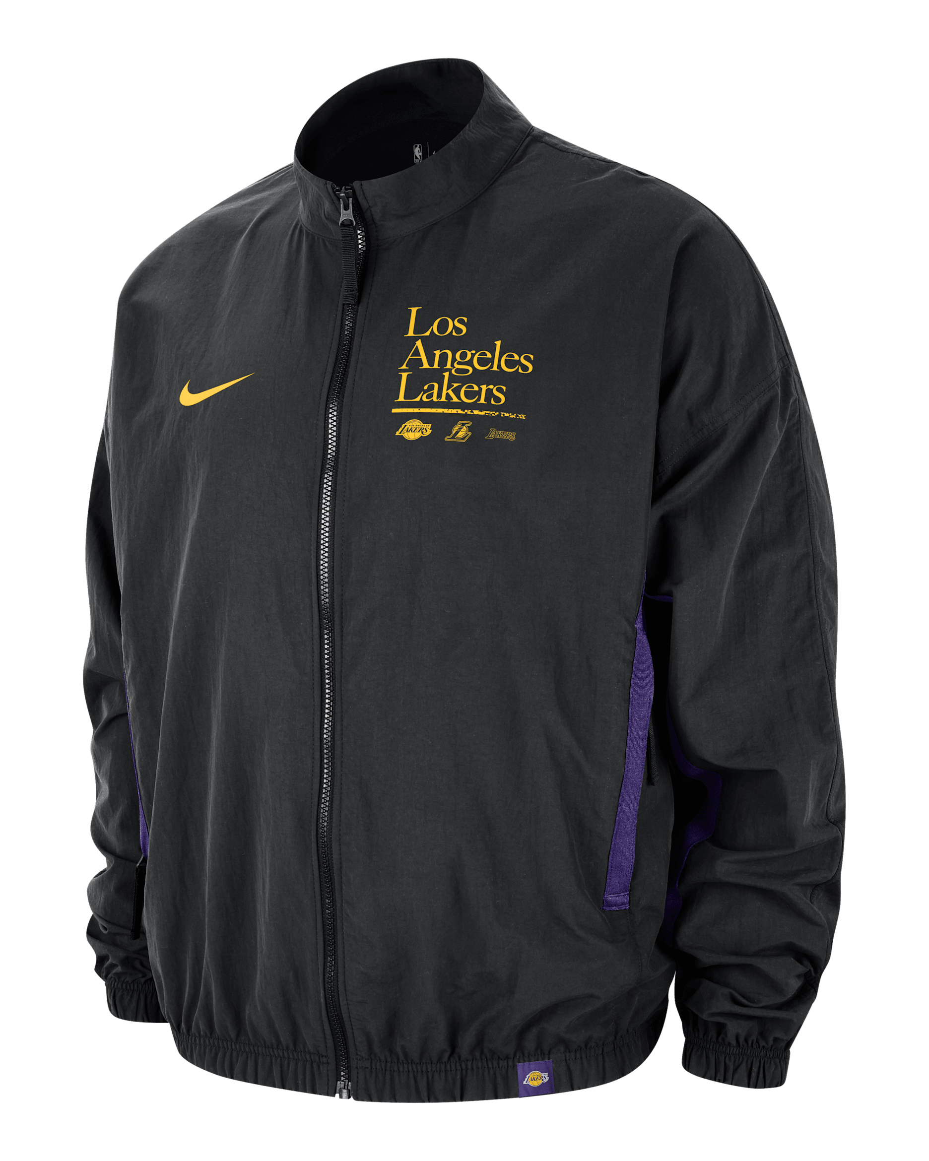 Los Angeles Lakers DNA Courtside Men's Nike NBA Woven Graphic Jacket - Black/Field Purple/Amarillo
