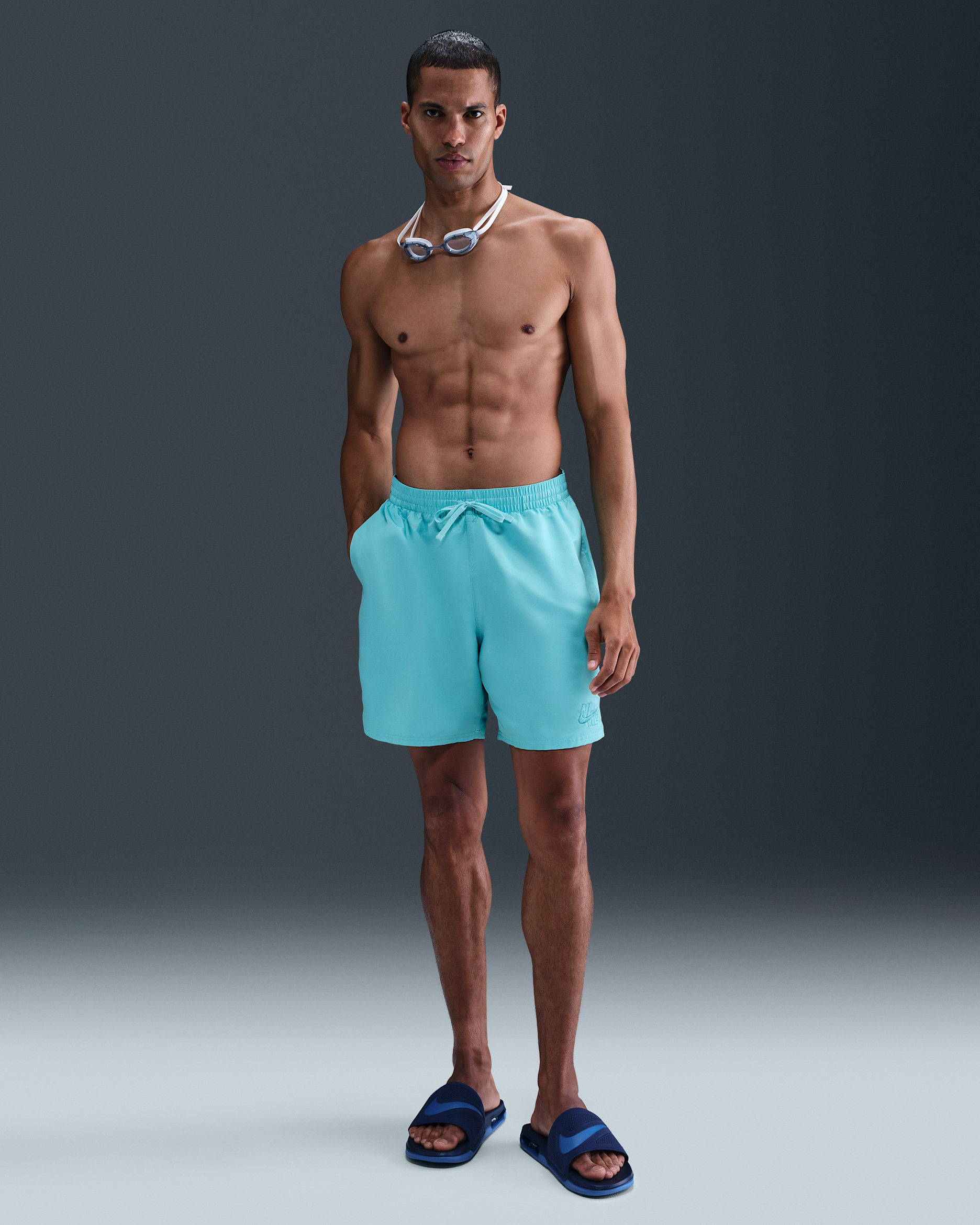 Shorts de vóleibol de 18 cm para hombre Nike Swim Essential Logo Lap - Turquesa desteñido/Blanco