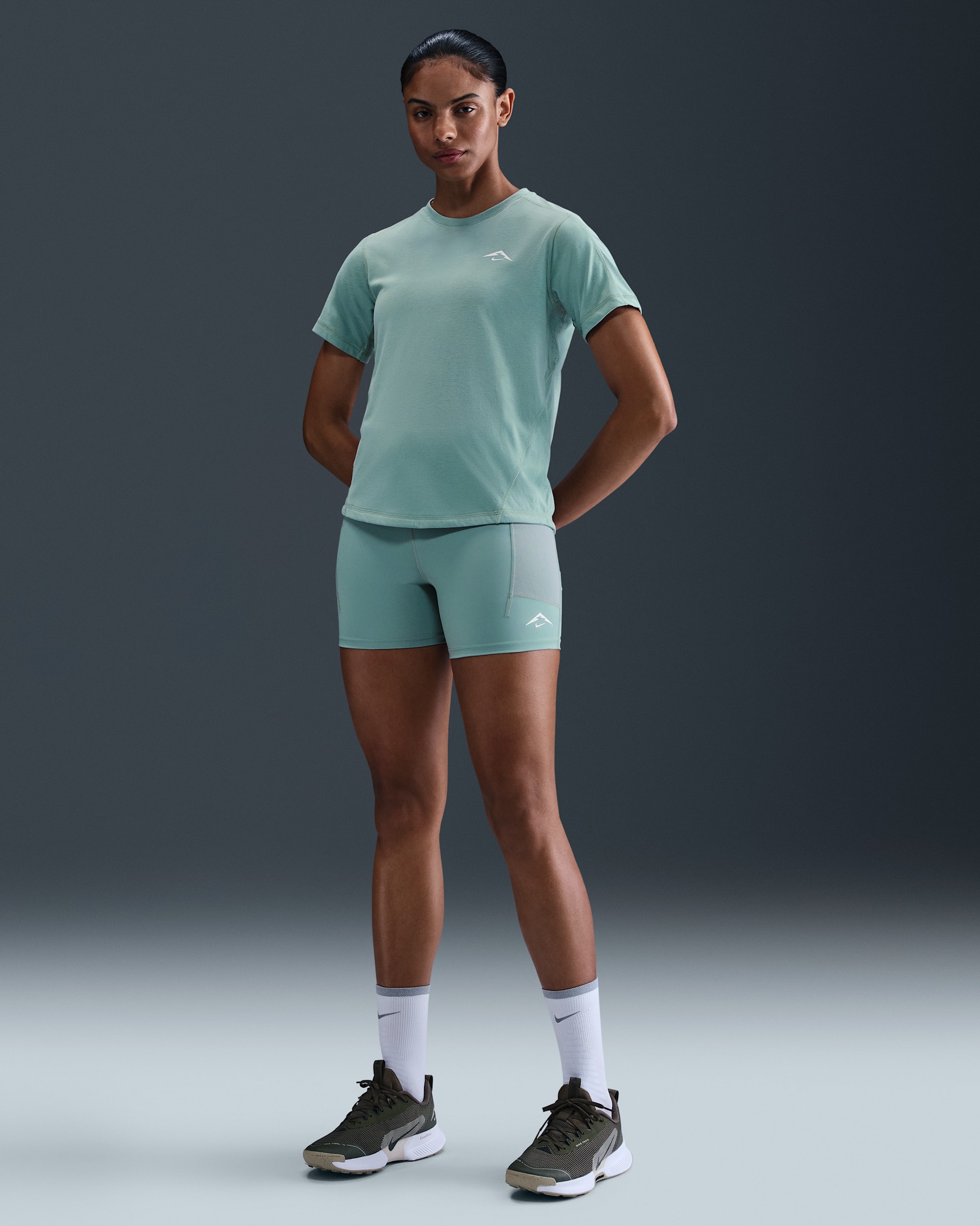 Nike Trail Women's Dri-FIT High-Waisted 4" Tight Running Shorts - Cannon/Summit White