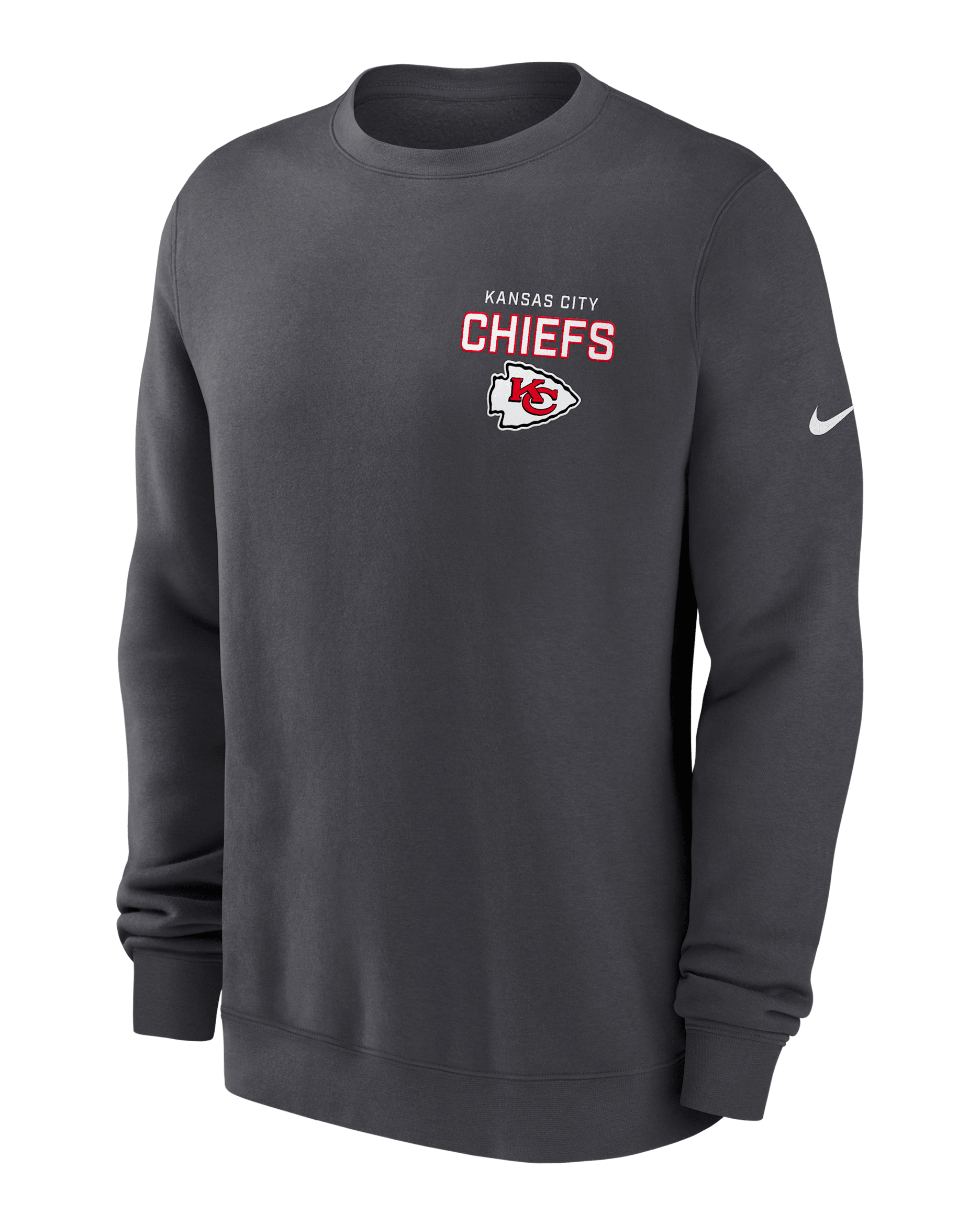 Sudadera de cuello redondo sin cierre Nike de la NFL para hombre Kansas City Chiefs Draw Block Club - Antracita