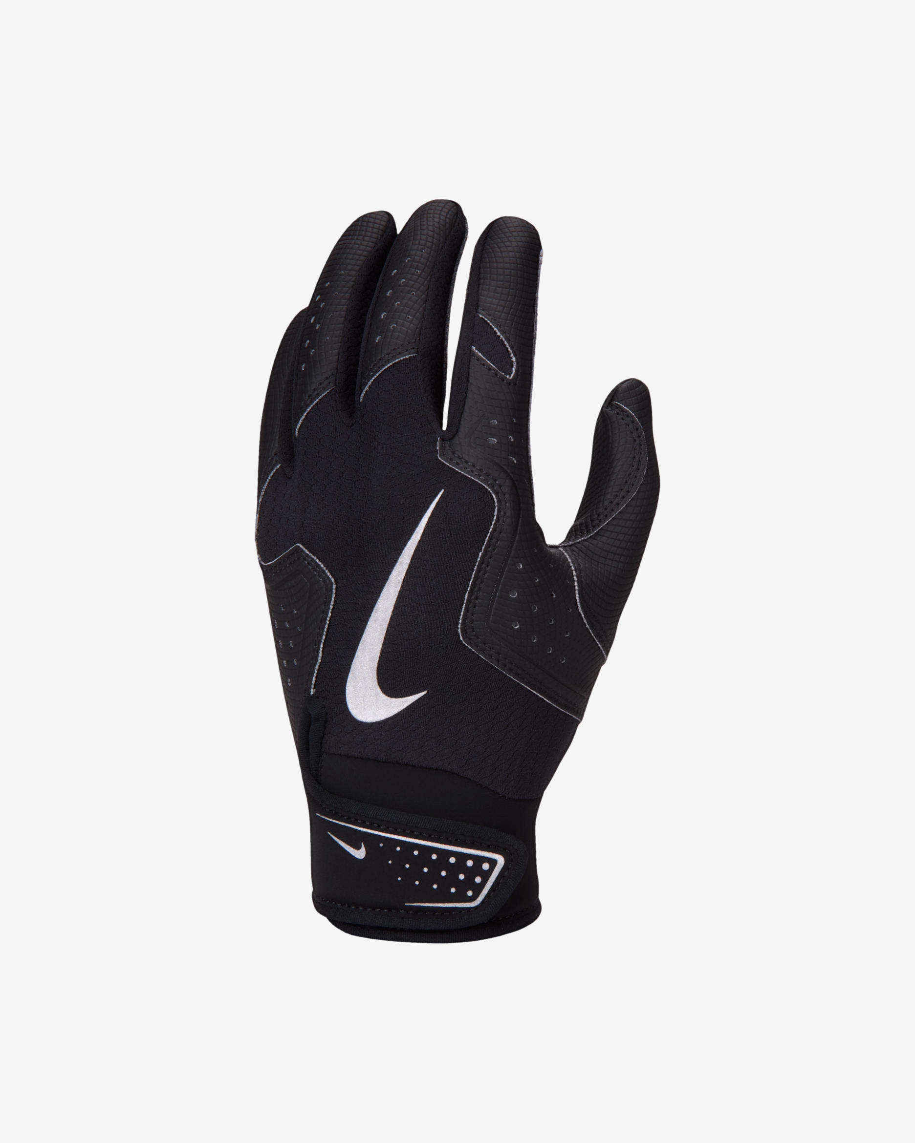 Nike Alpha 2.0 Kids' Baseball Batting Glove - Black/Black/Metallic Silver