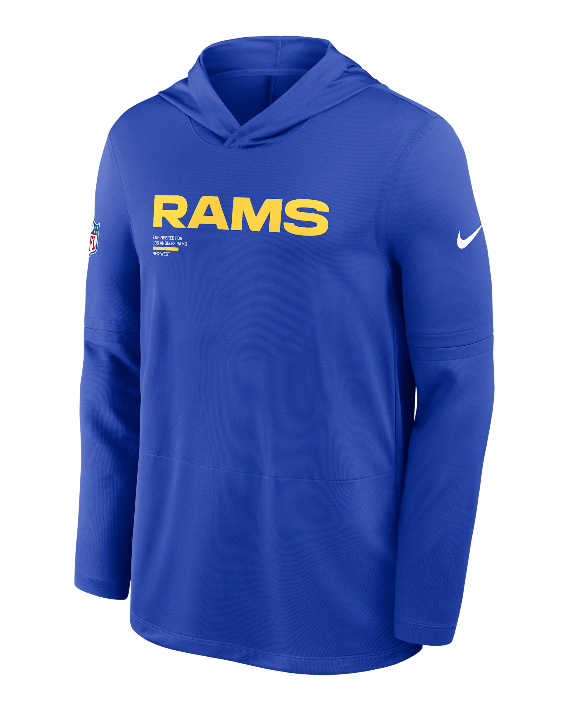 Los Angeles Rams Pure Fury Sideline Men's Nike Dri-FIT NFL Long-Sleeve Hooded Top - Royal