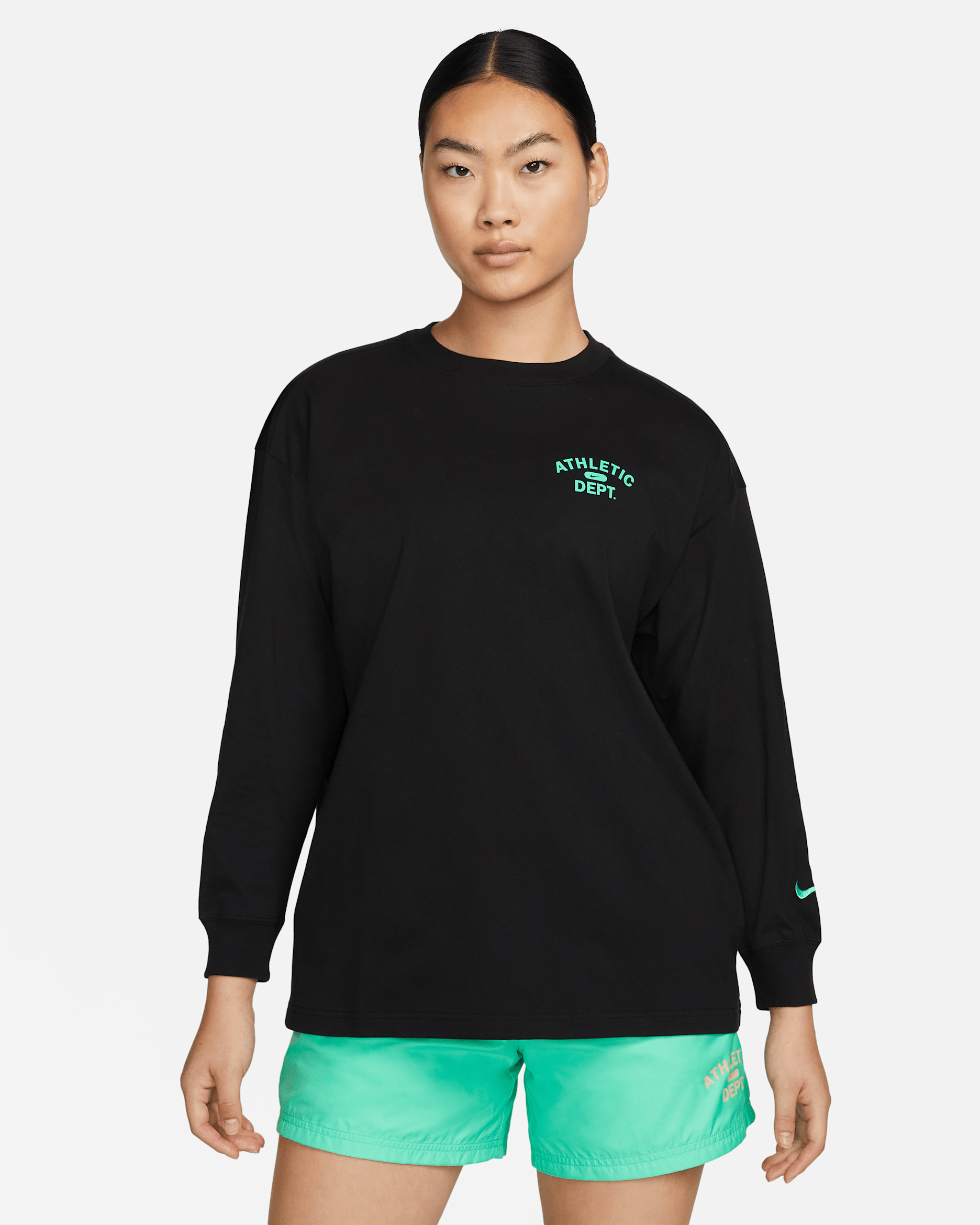 Nike Sportswear Women's Long-Sleeve Top - Black/Electric Algae