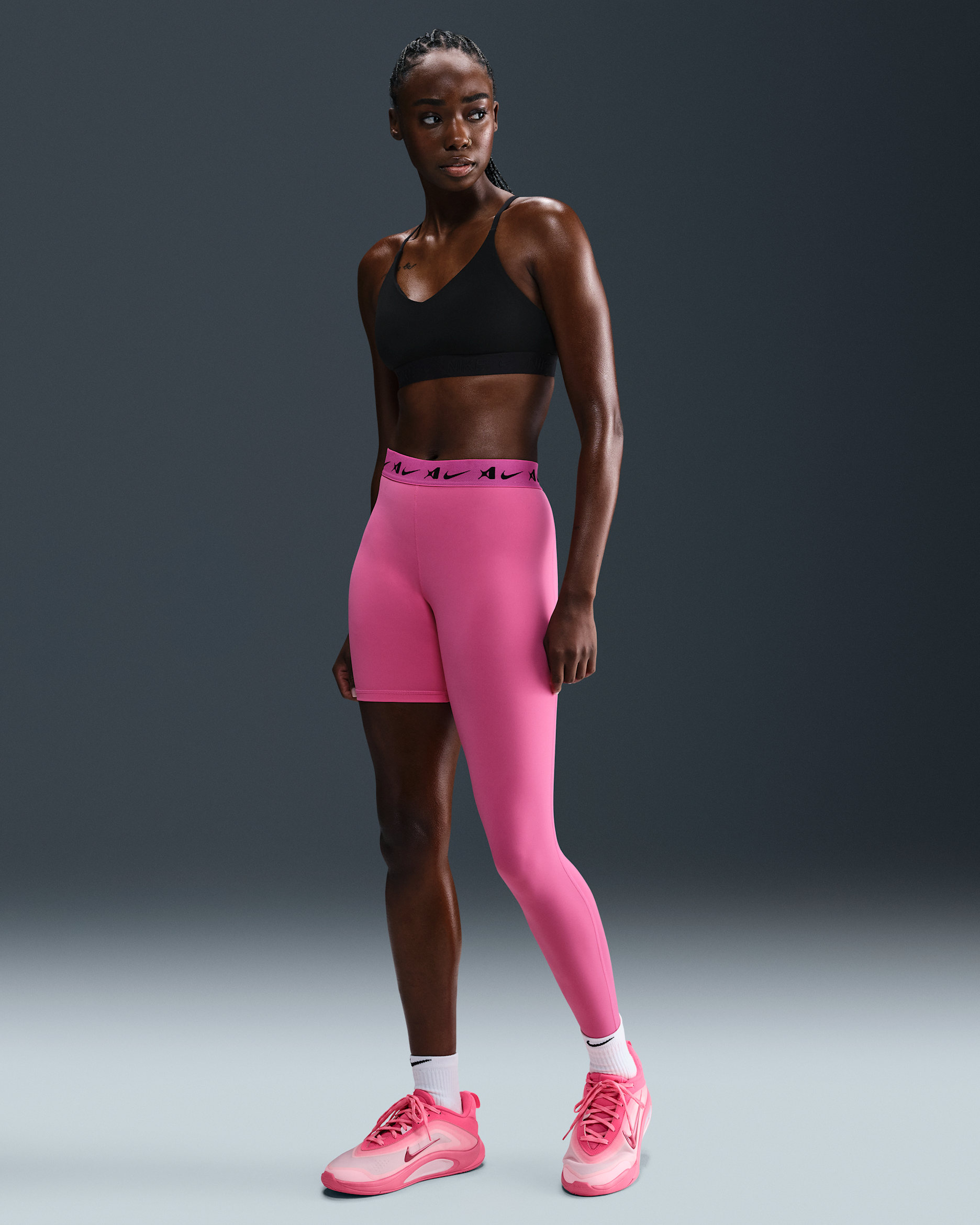 A'ja Wilson Women's A'symmetric Mid-Rise Single-Leg Basketball Leggings - Pinksicle