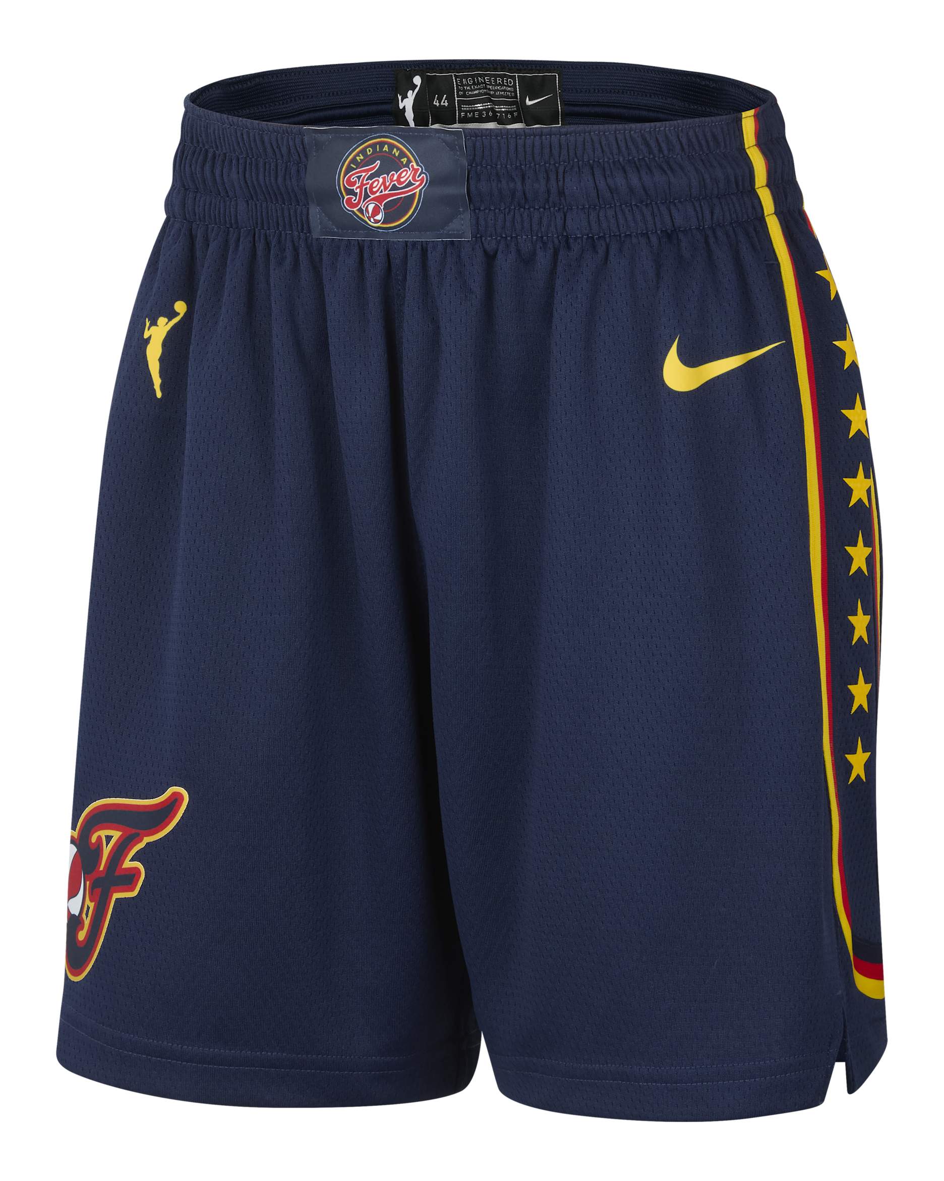Shorts Nike Dri-FIT de la WNBA Victory para mujer Indiana Fever 2025 Explorer Edition - Azul marino universitario/Amarillo