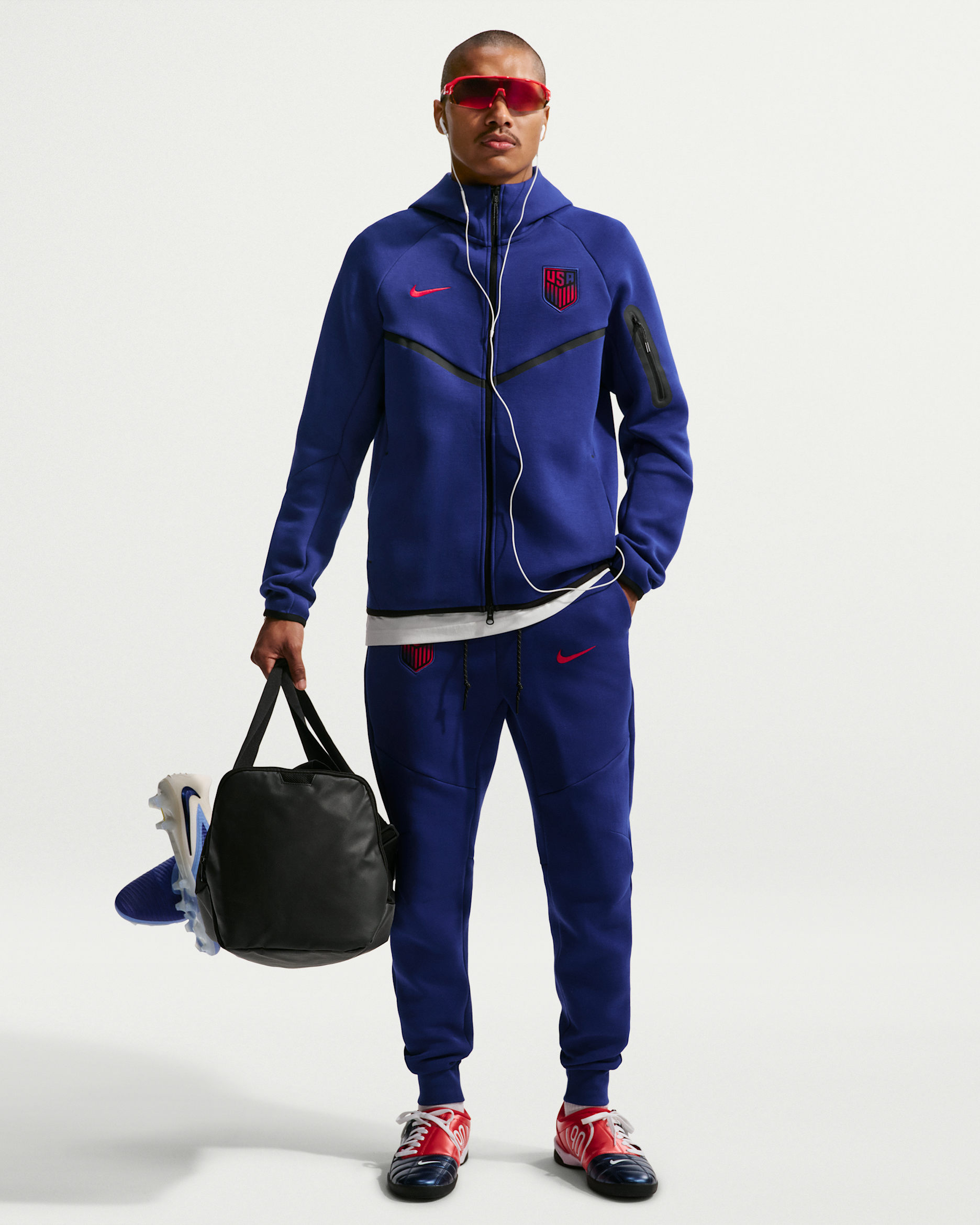 Joggers de fútbol Nike de la selección nacional de fútbol masculino de Estados Unidos Tech Fleece para hombre - Azul royal intenso/Rojo reto