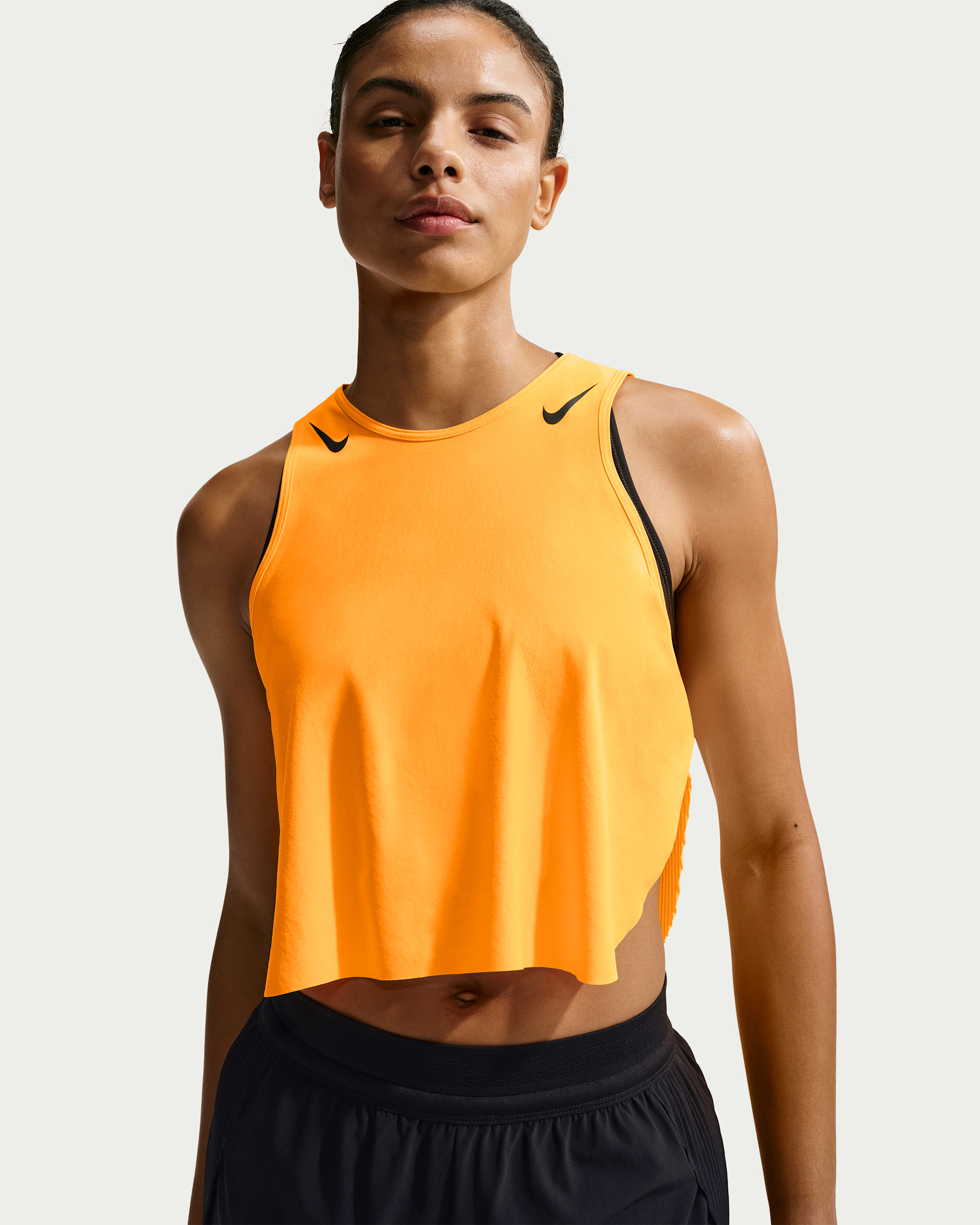 Nike AeroSwift Women's Dri-FIT ADV Cropped Running Tank Top - Laser Orange/Black
