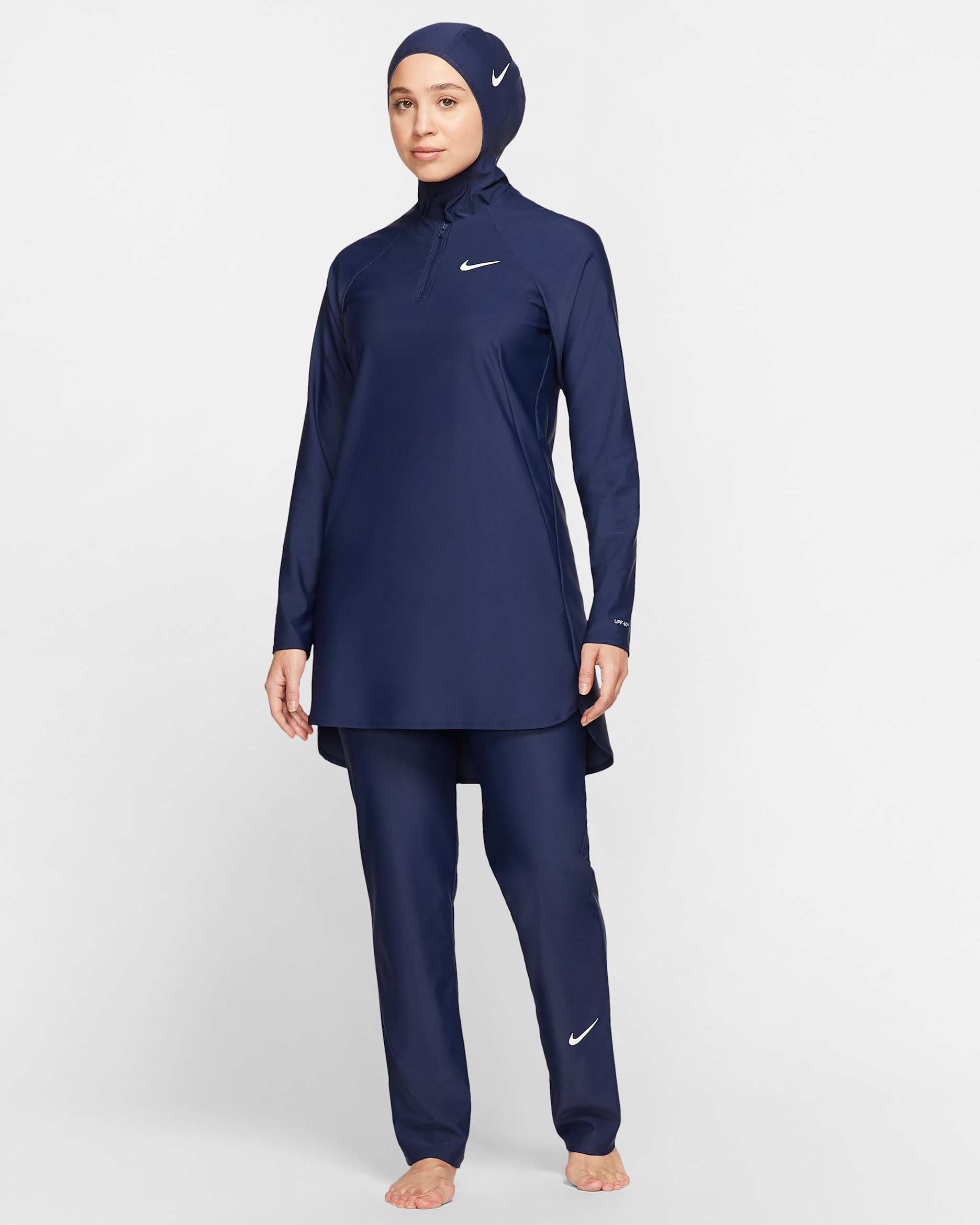 Nike Victory Schwimm-Leggings mit geradem Schnitt und voller Abdeckung für Damen - Midnight Navy/Midnight Navy/Weiß