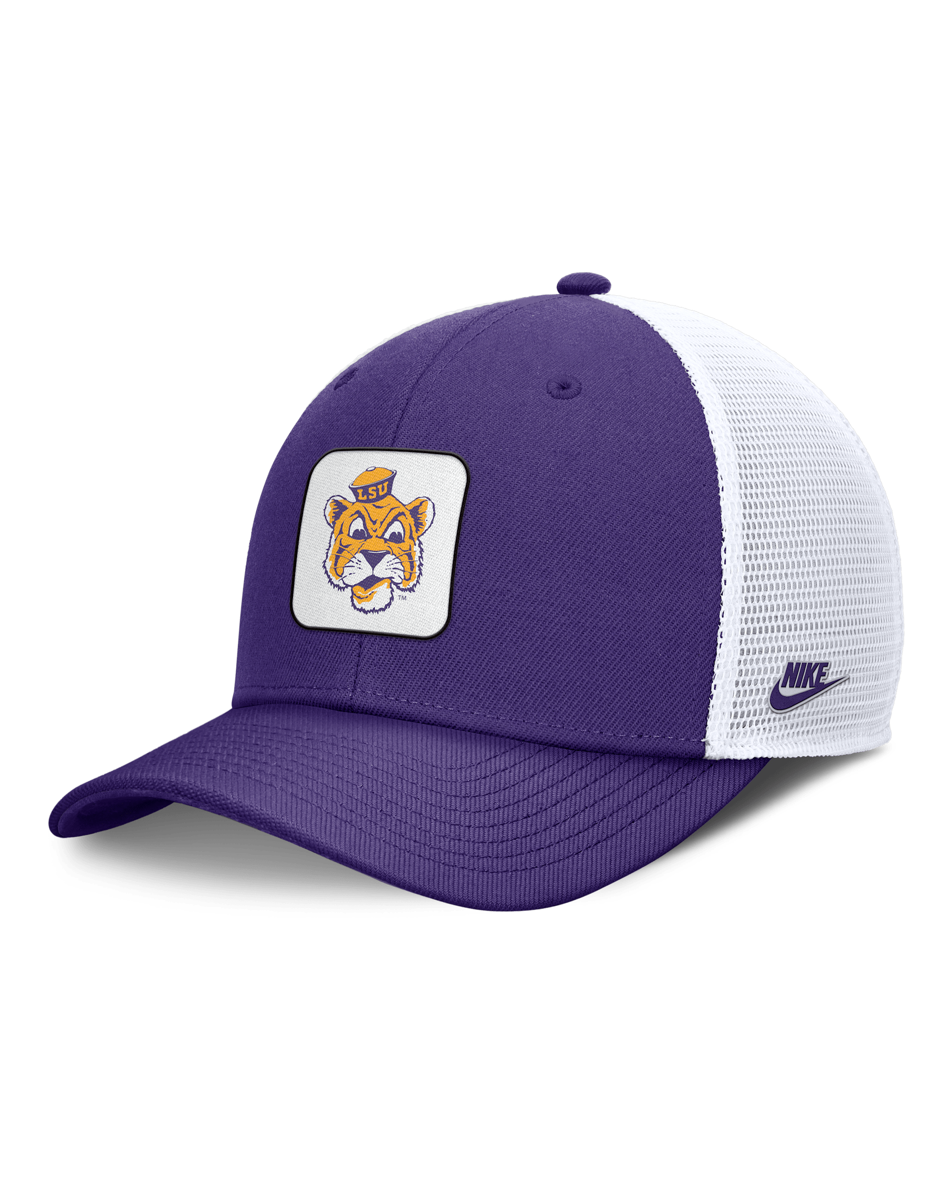 Gorra de rejilla universitaria Nike ajustable para hombre LSU Tigers Legacy Rise Mascot - Blanco