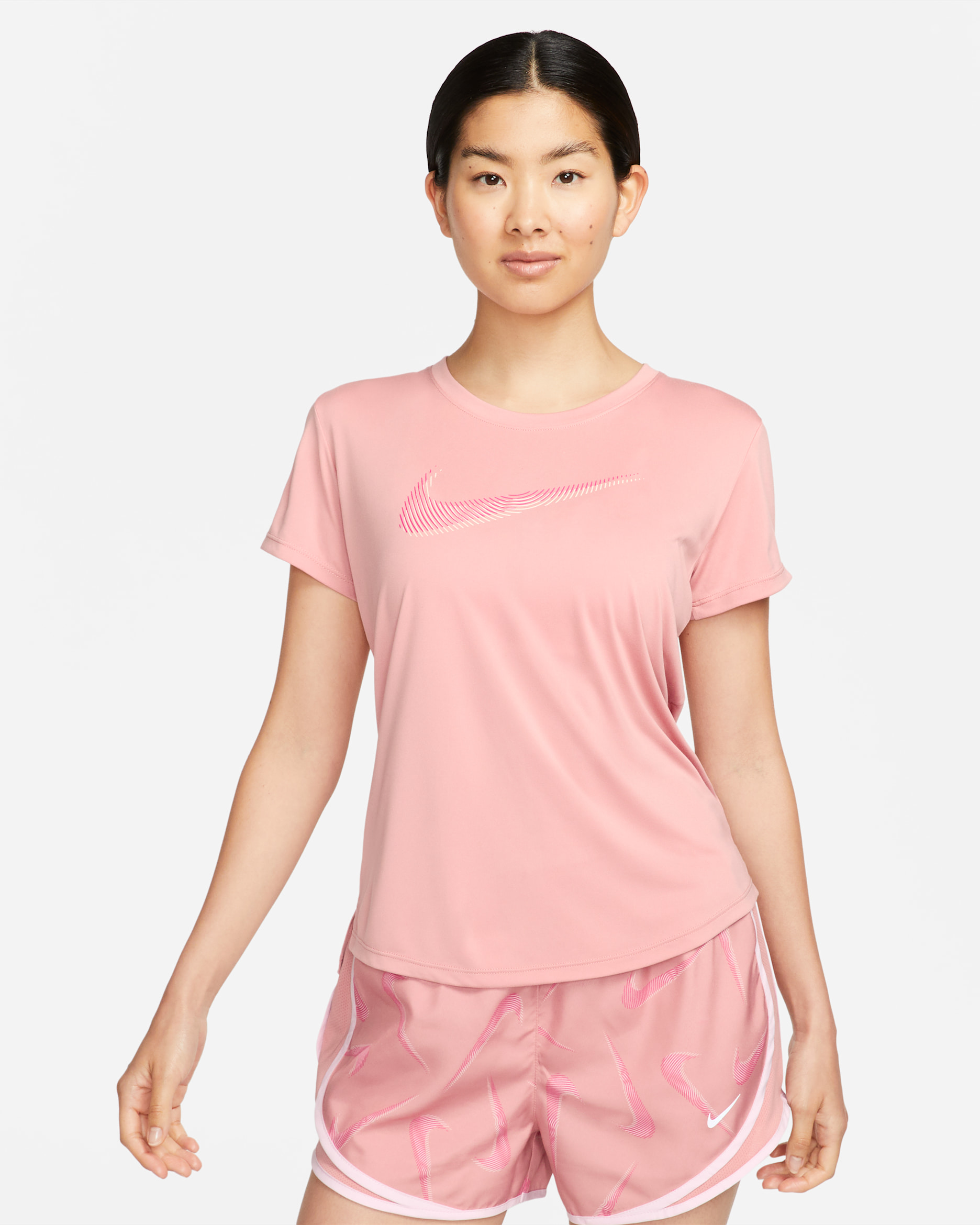 Nike Dri-FIT Swoosh Women's Short-Sleeve Running Top - Red Stardust/Fierce Pink
