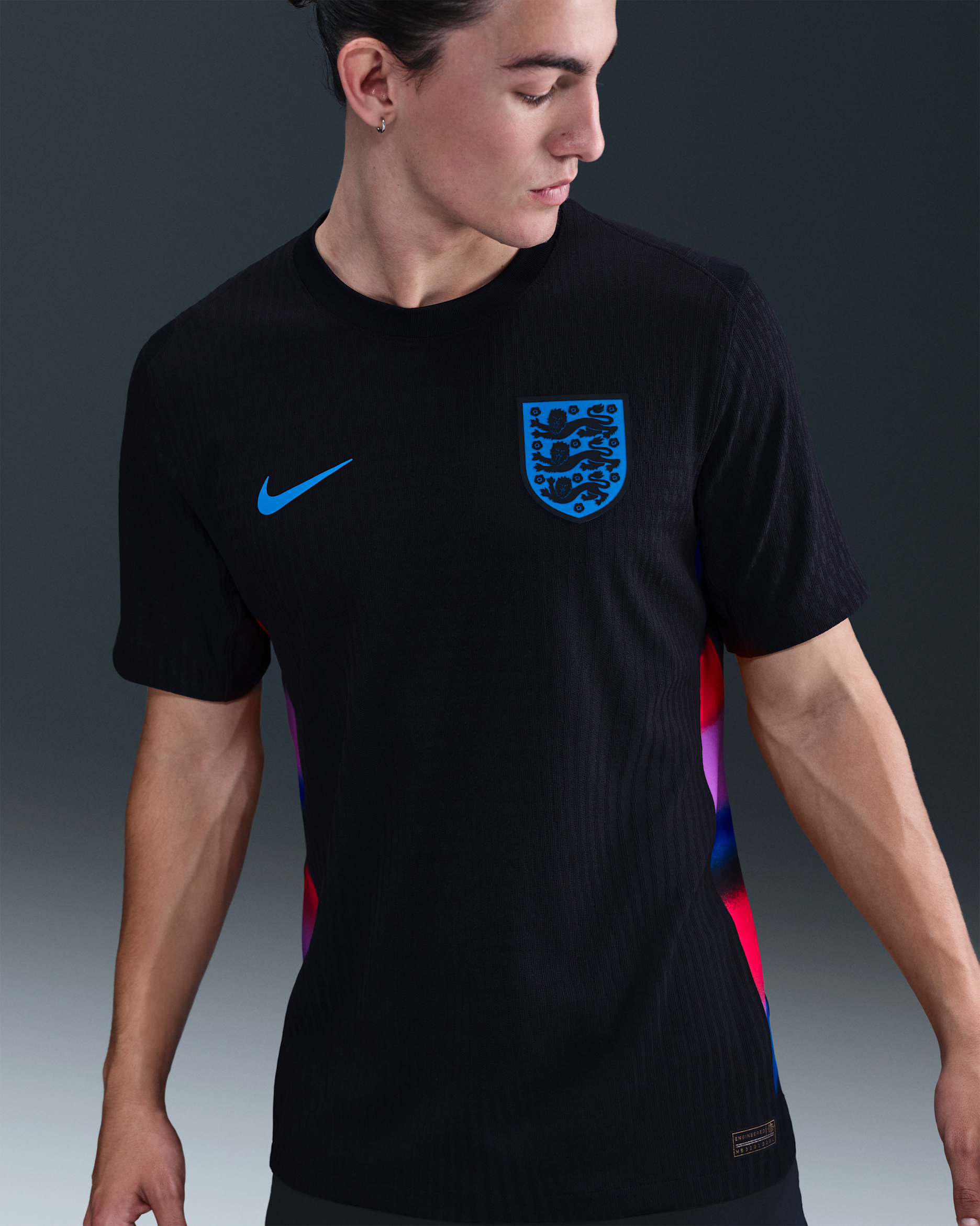 England 2025 Match Away (Women's Team) Men's Nike Dri-FIT ADV Football Authentic Shirt - Black/Light Photo Blue