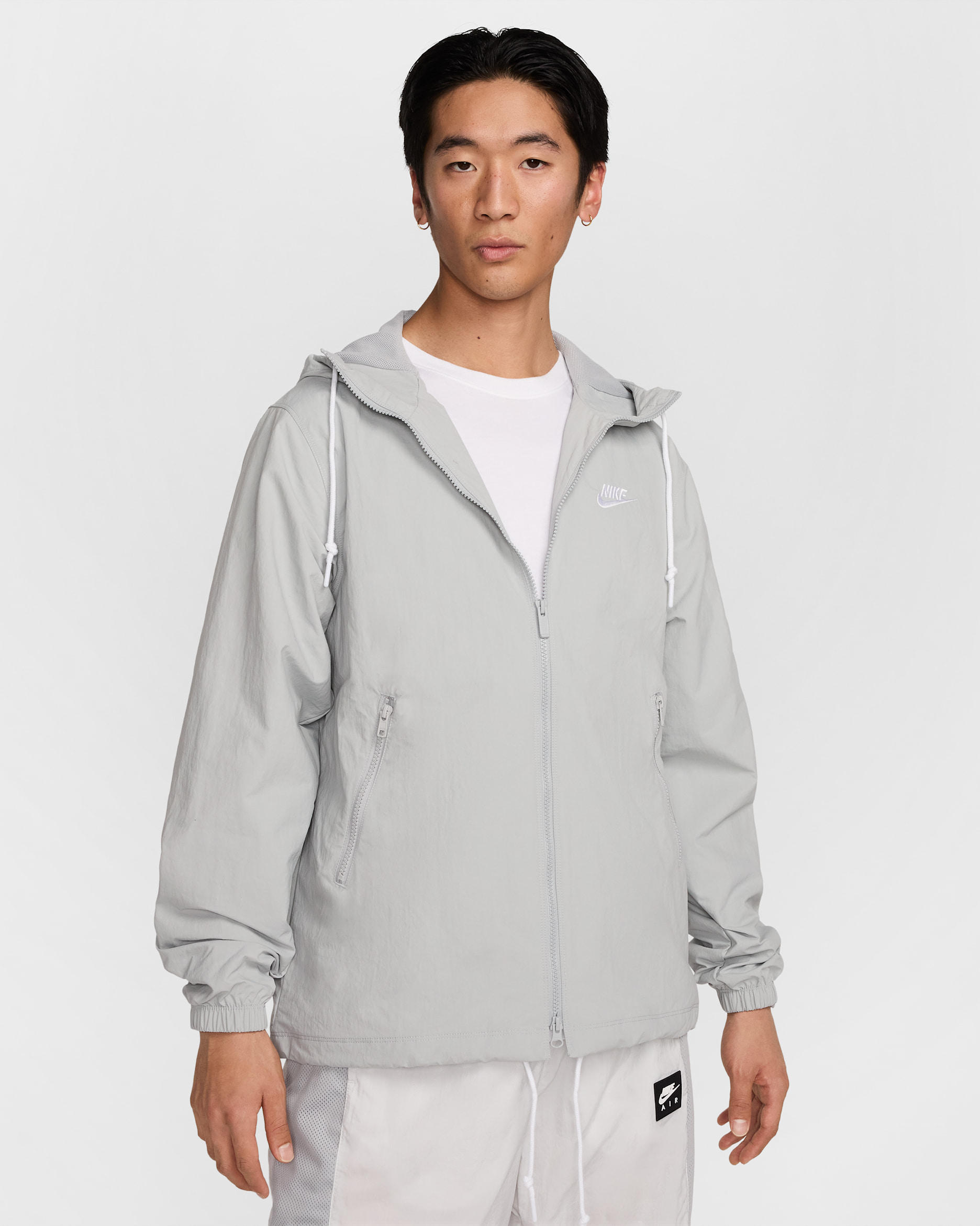 Nike Club Men's Full-Zip Woven Jacket - Light Smoke Grey/White
