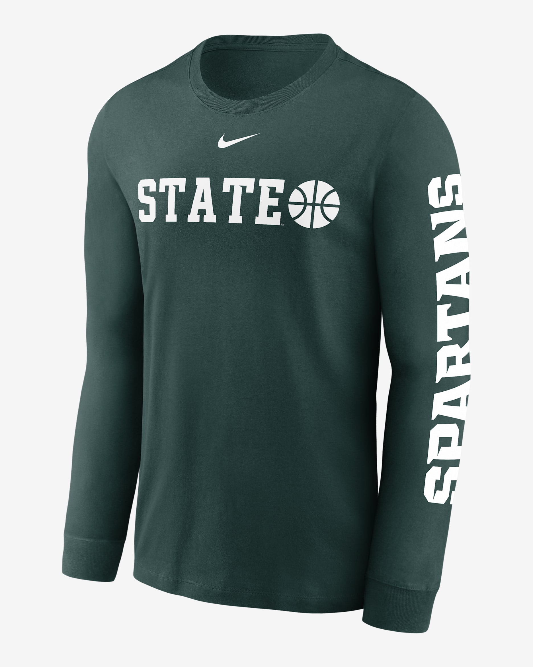 Playera de manga larga universitaria Nike para hombre Michigan State Spartans Basketball Icon - Verde pro