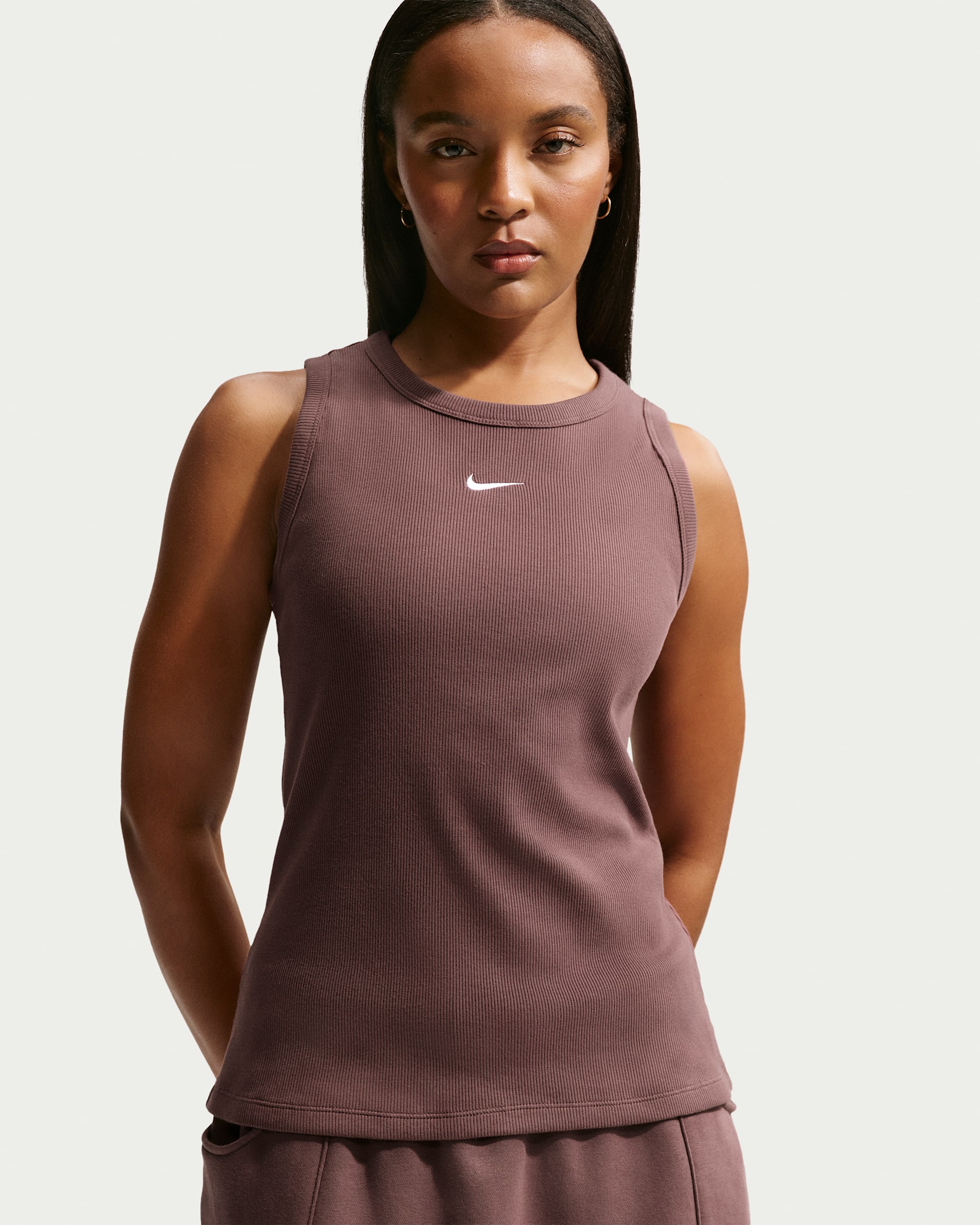 Nike Sportswear Women's Tight Ribbed Tank Top - Tattoo/White