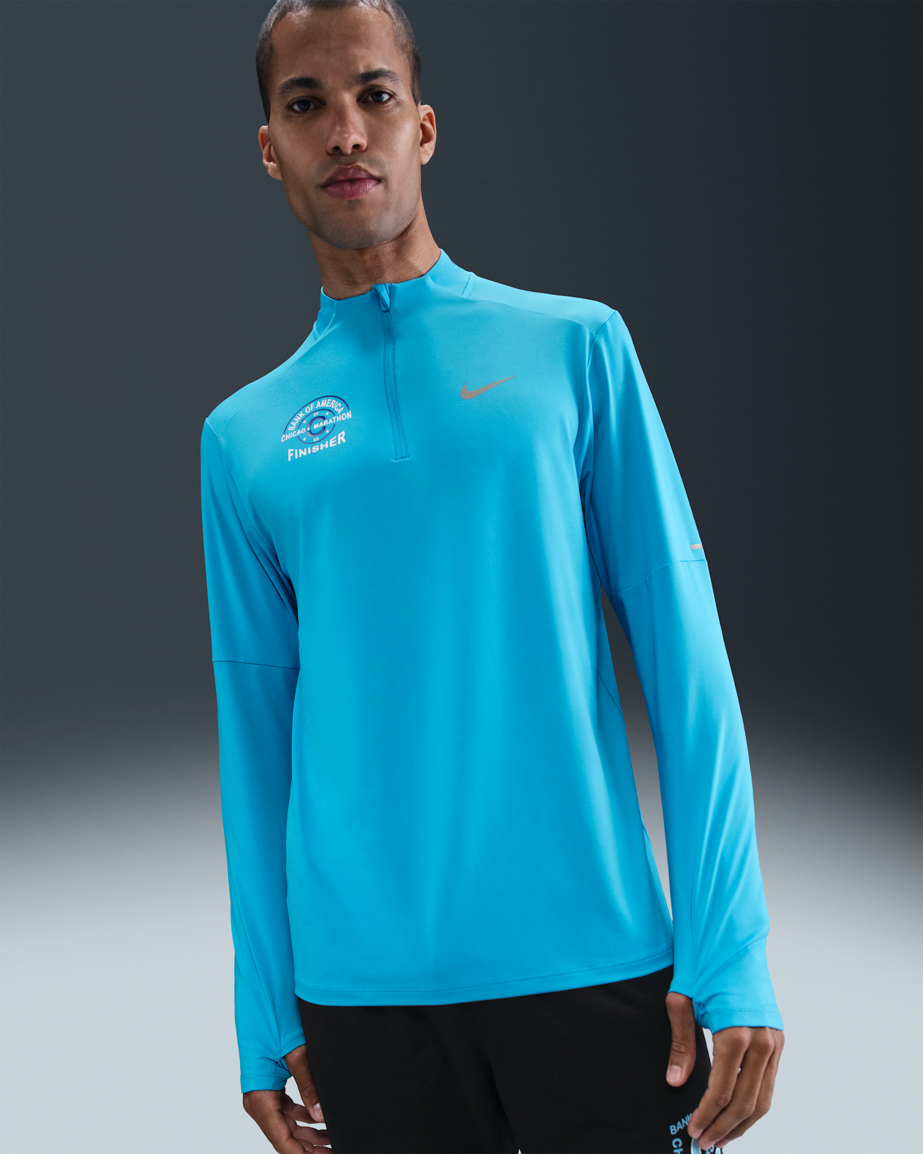 Playera de correr Dri-FIT con cierre de 1/4 para hombre Nike Element - Azul corriente claro/Blanco