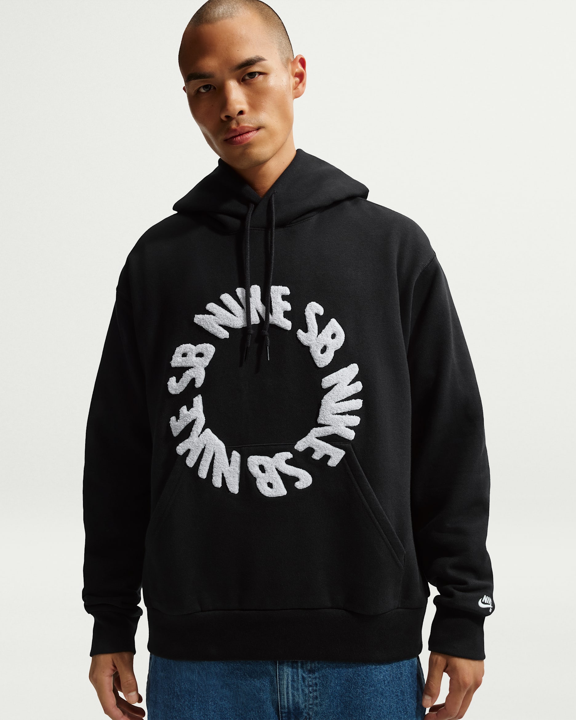 Nike SB Fleece Pullover Skate Hoodie - Black/White