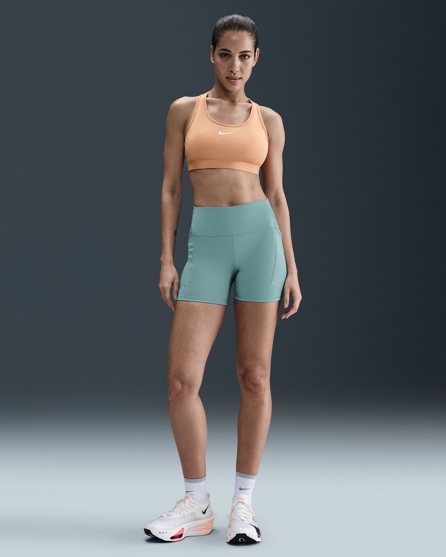 Nike Swift Women's High-Waisted 4" Tight Running Shorts with Pockets - Cannon