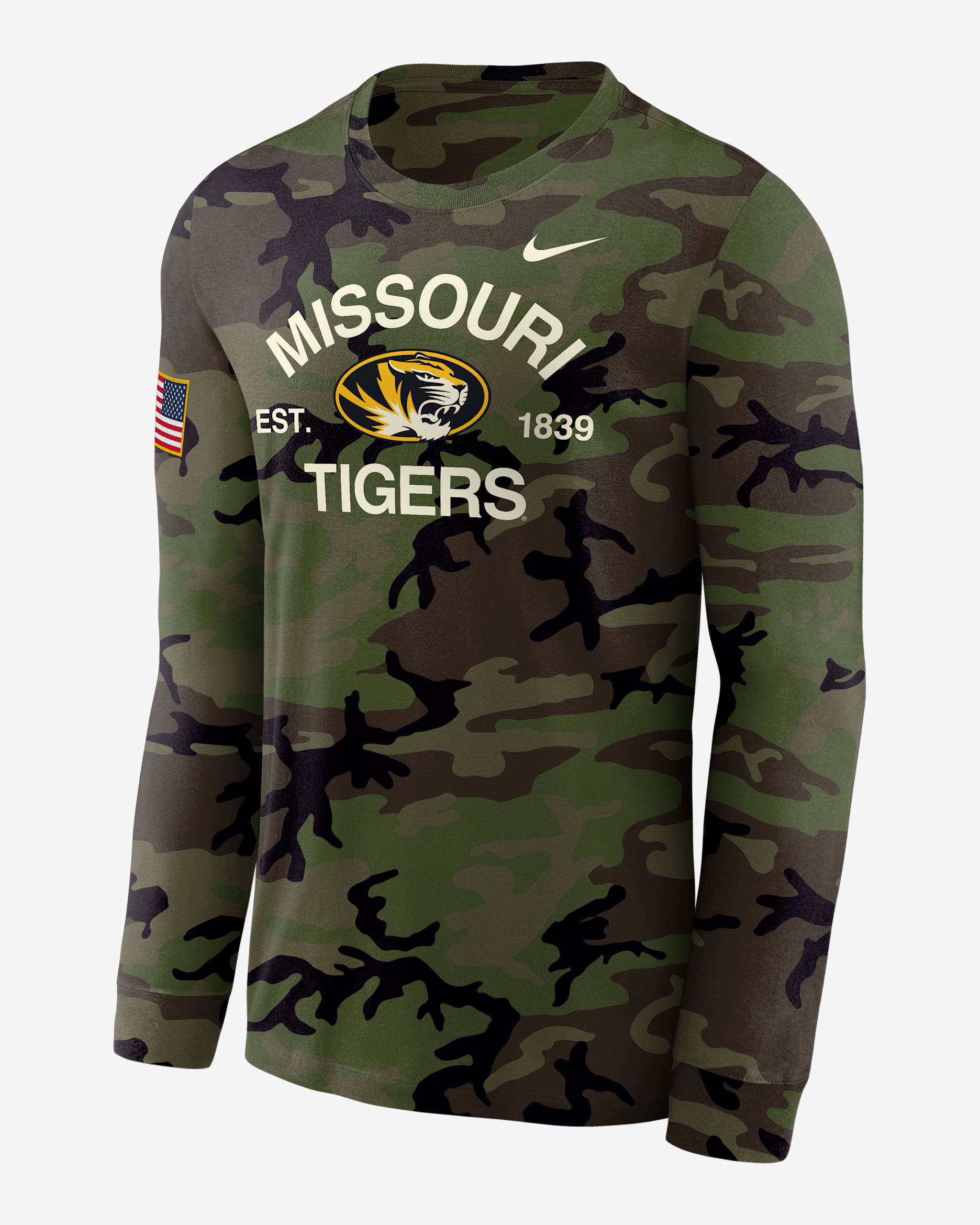 Missouri Tigers Legend Men's Nike Dri-FIT Long-Sleeve T-Shirt - Medium Olive/Camo Green