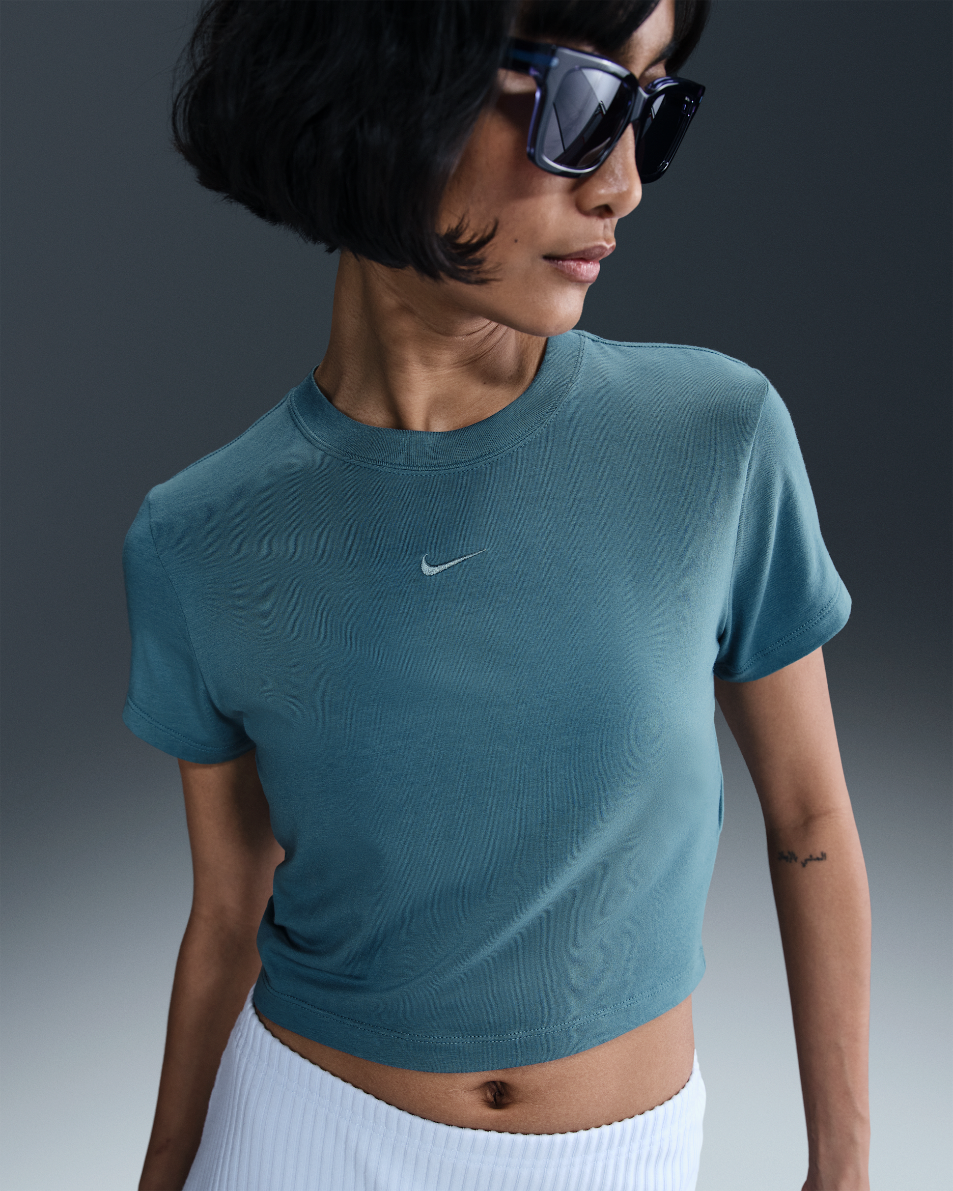 Nike Sportswear Chill Knit Women's Cropped T-Shirt - Smokey Blue