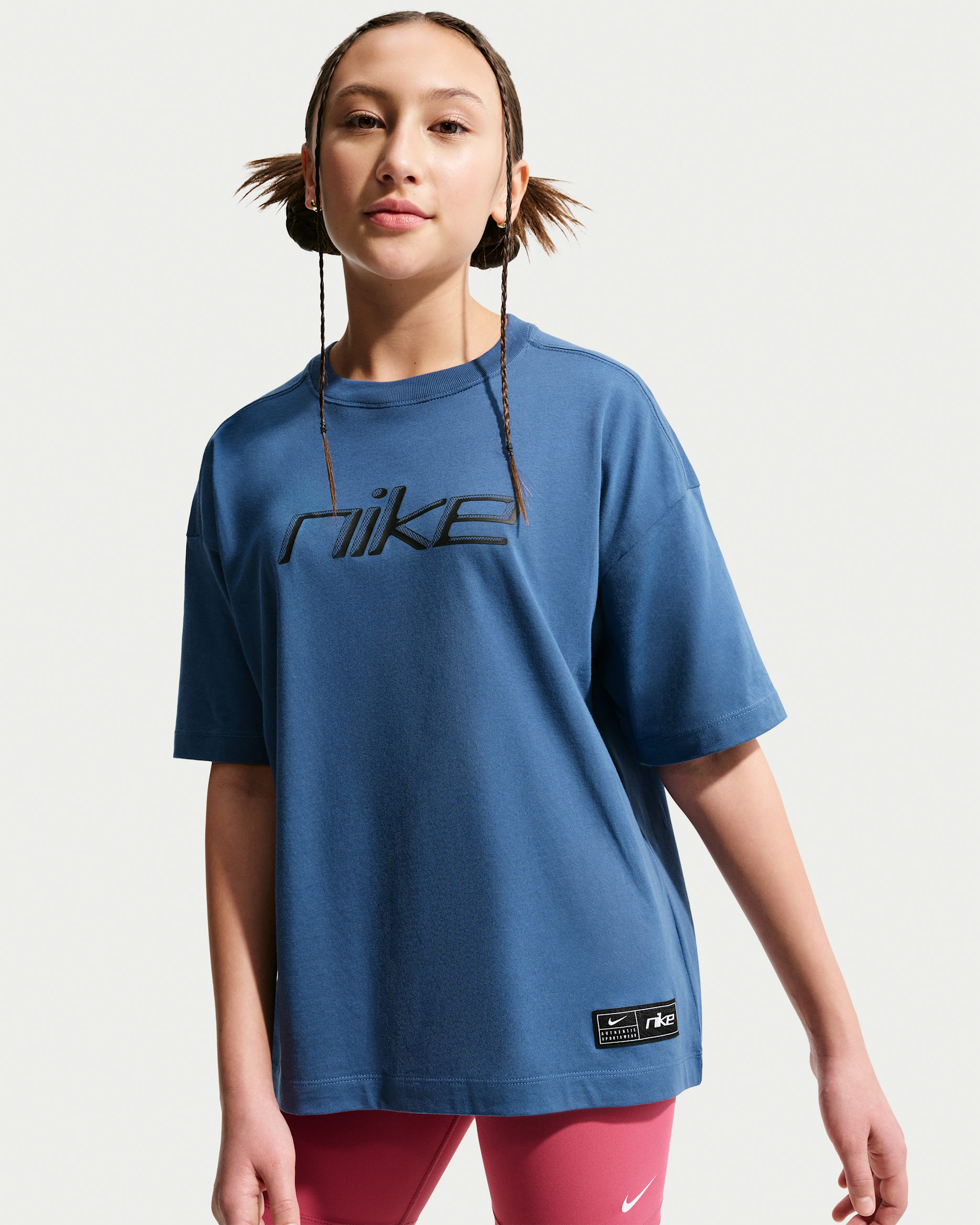 Nike Sportswear Older Kids' (Girls') Oversized T-Shirt - Mystic Navy