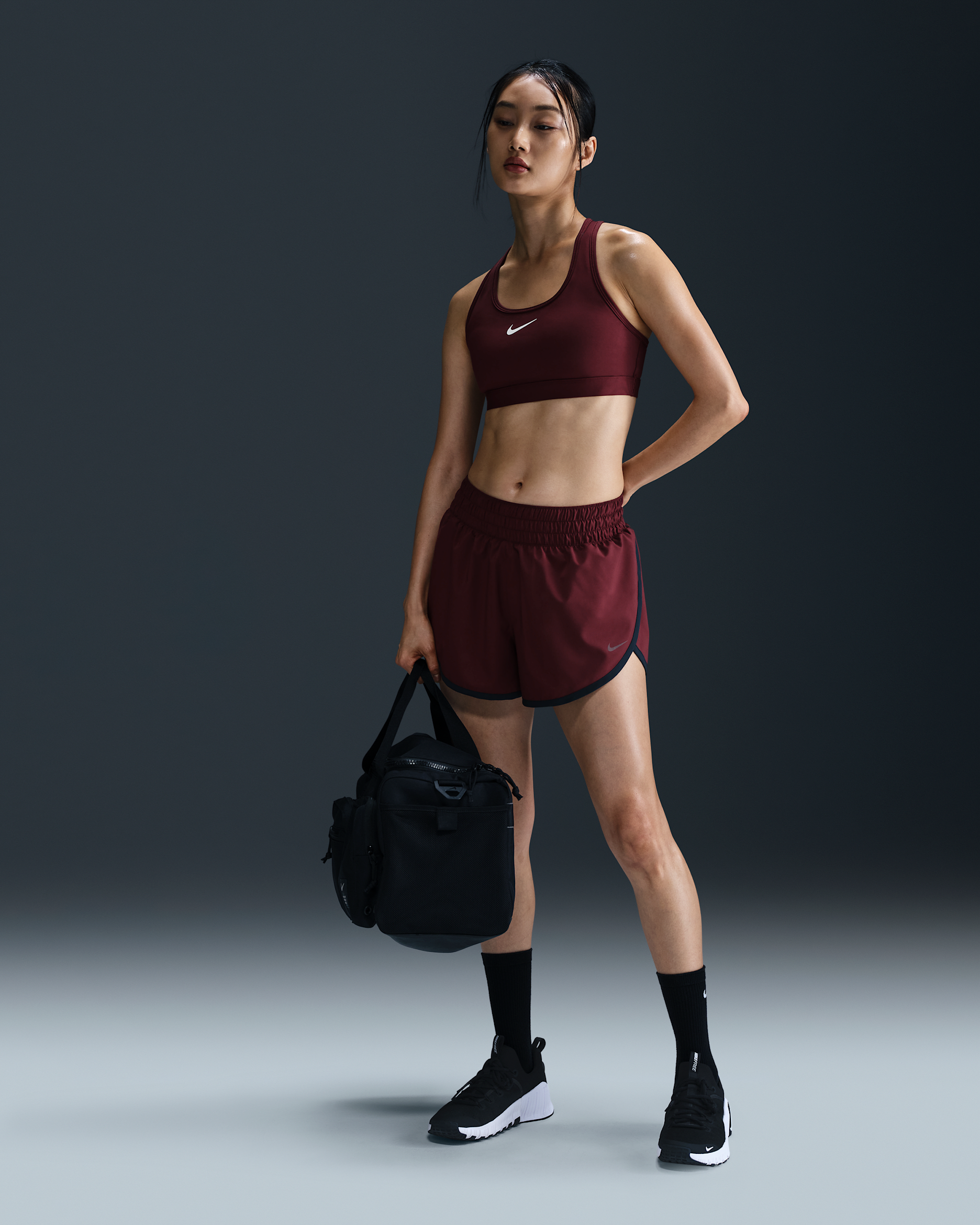 Nike One Women's Dri-FIT Brief-Lined Shorts - Dark Team Red/Armory Navy/Black