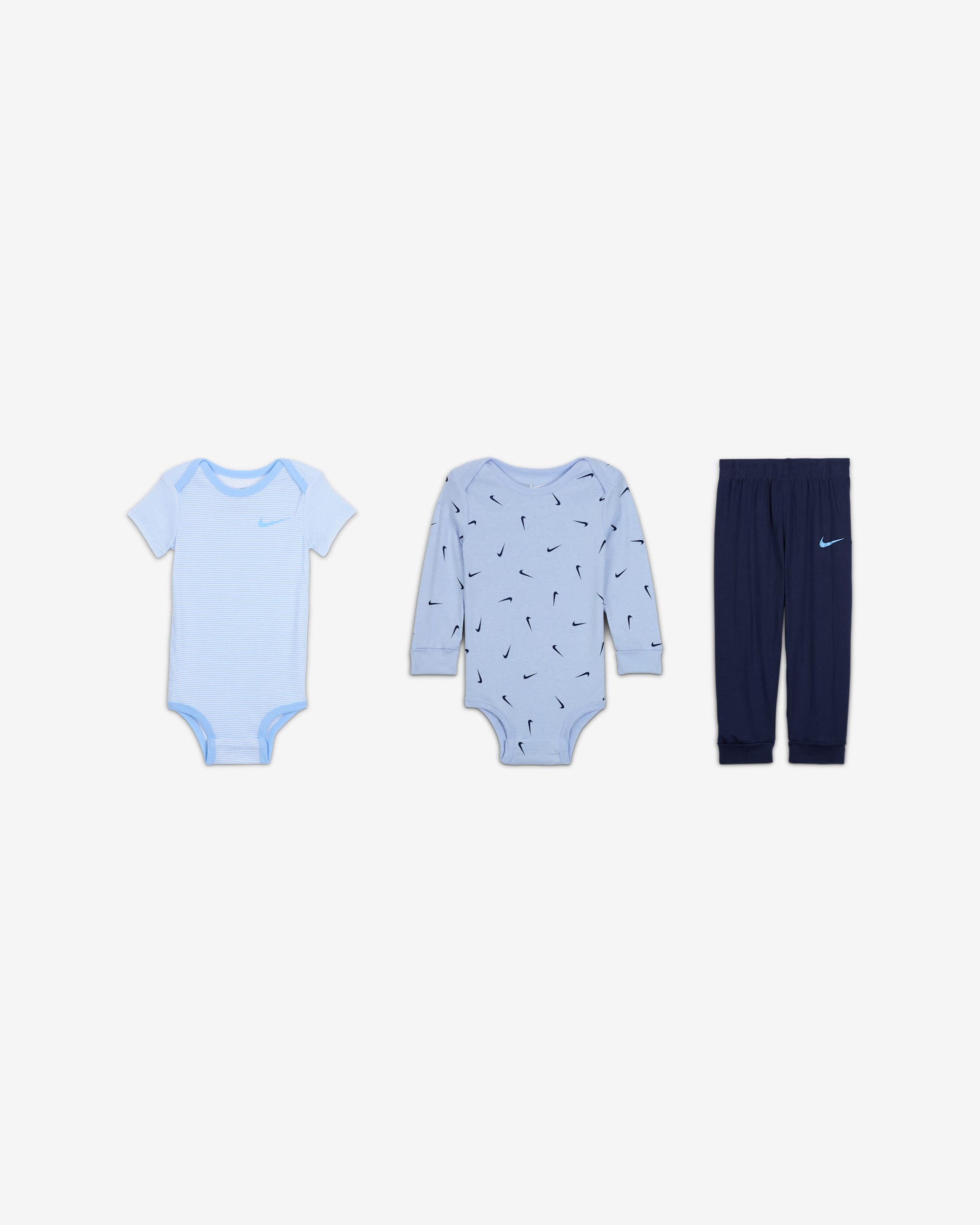 Conjunto de body y pants de 3 piezas Nike Baby Essentials para bebé (de 12 a 24 meses) - Multicolor/Cobalto felicidad