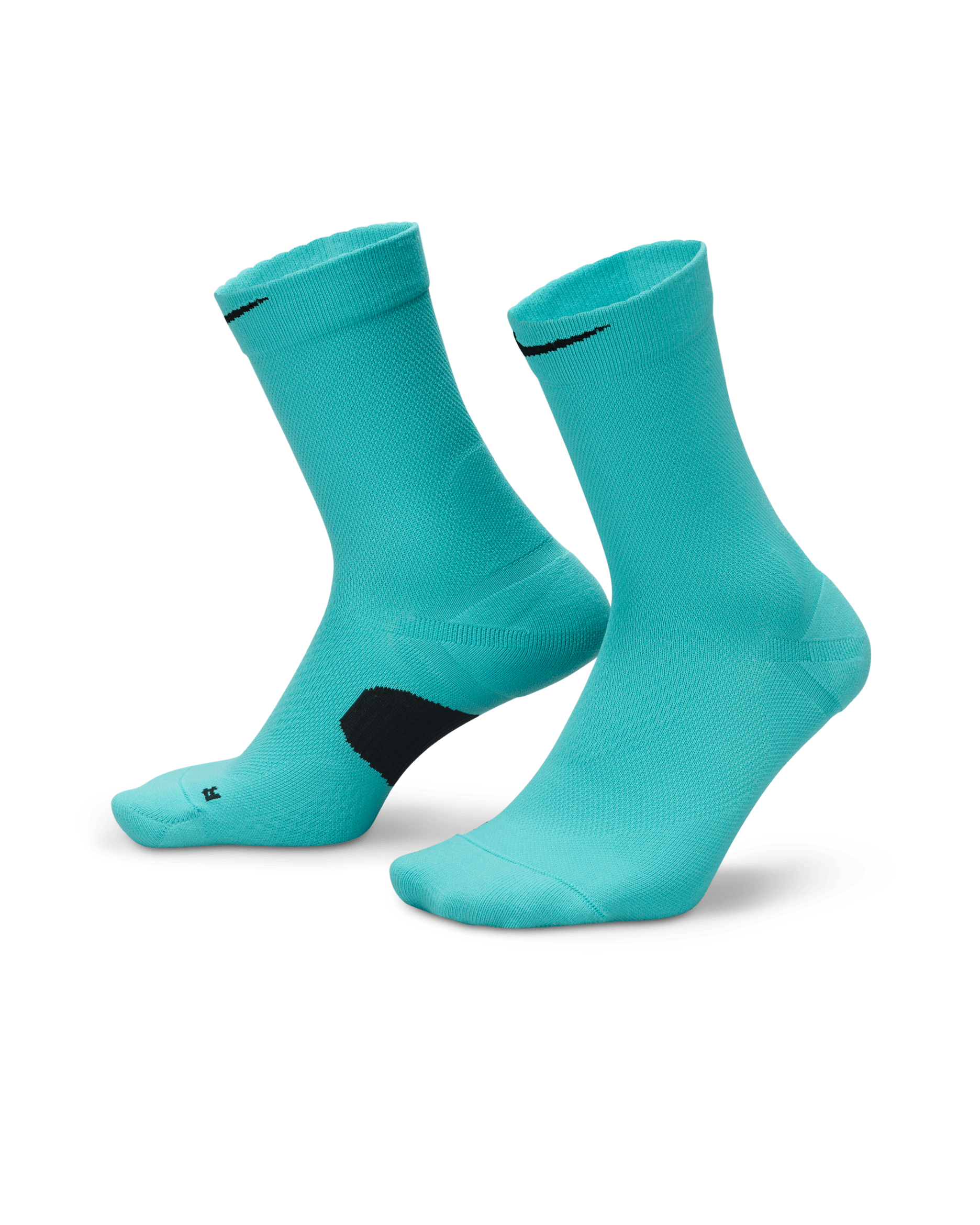 Nike Running Midweight Crew Socks (1 Pair) - Washed Teal/Black/Black