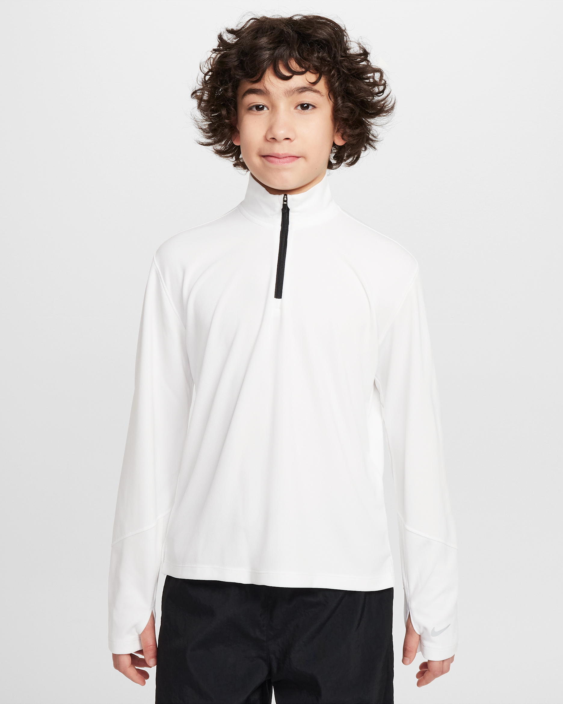 Playera de medio cierre de manga larga Dri-FIT con protección UV para niño talla grande Nike Multi - Blanco