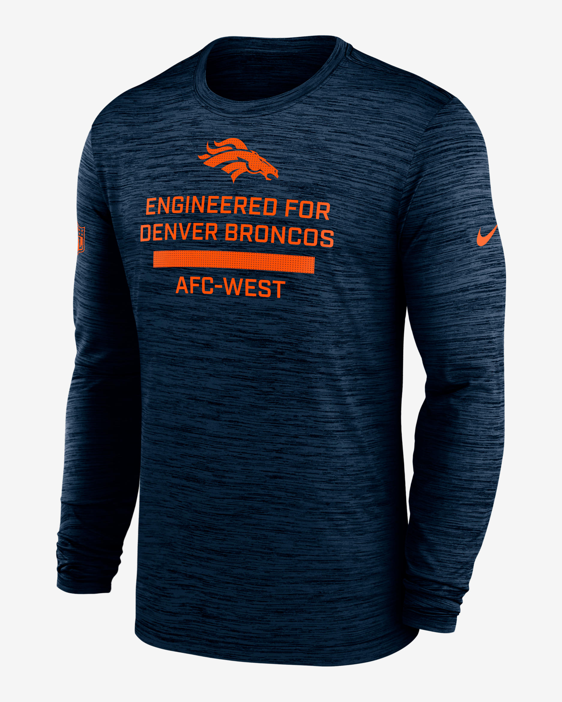 Denver Broncos Sideline Team Issue Velocity Men's Nike Dri-FIT NFL Long-Sleeve T-Shirt - Navy