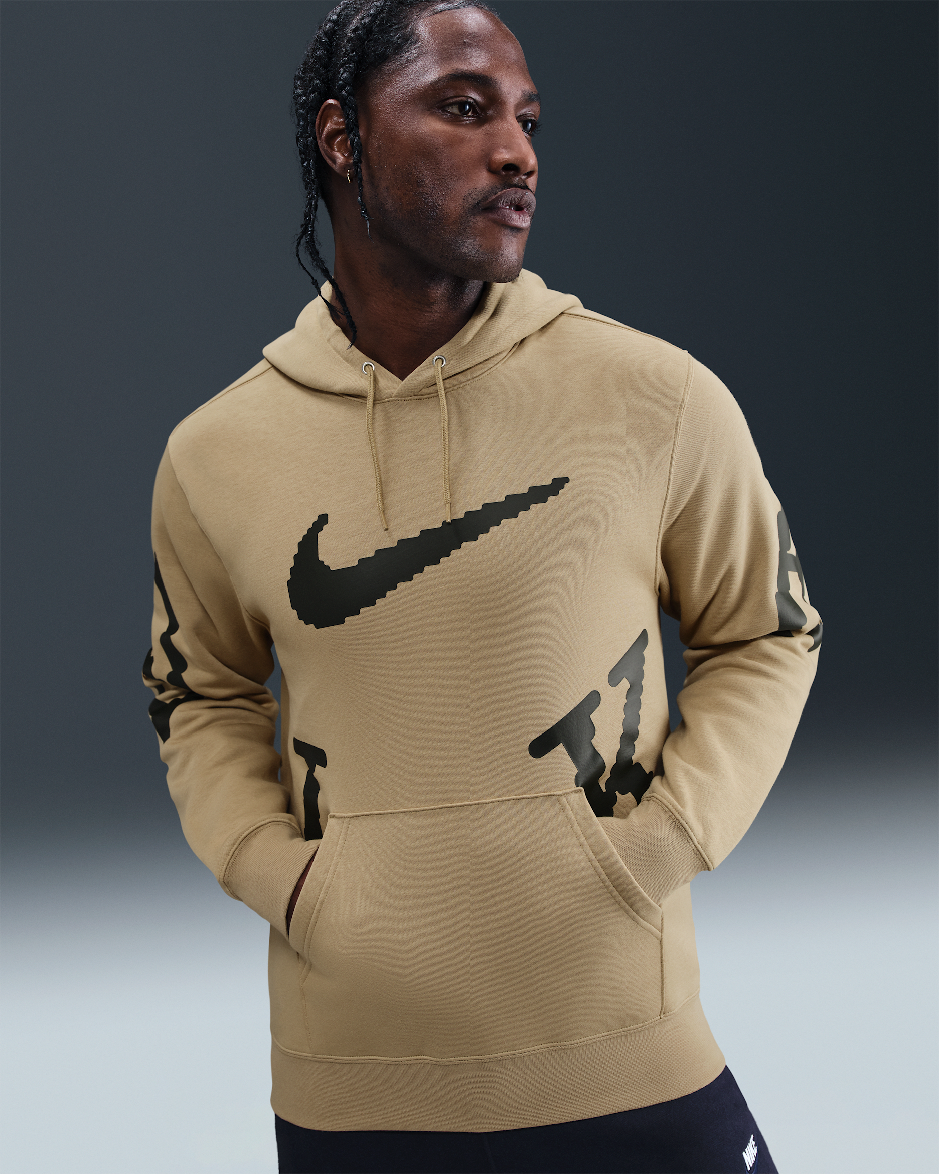Nike Sportswear Club Men's Fleece Hoodie - Parachute Beige/Sequoia