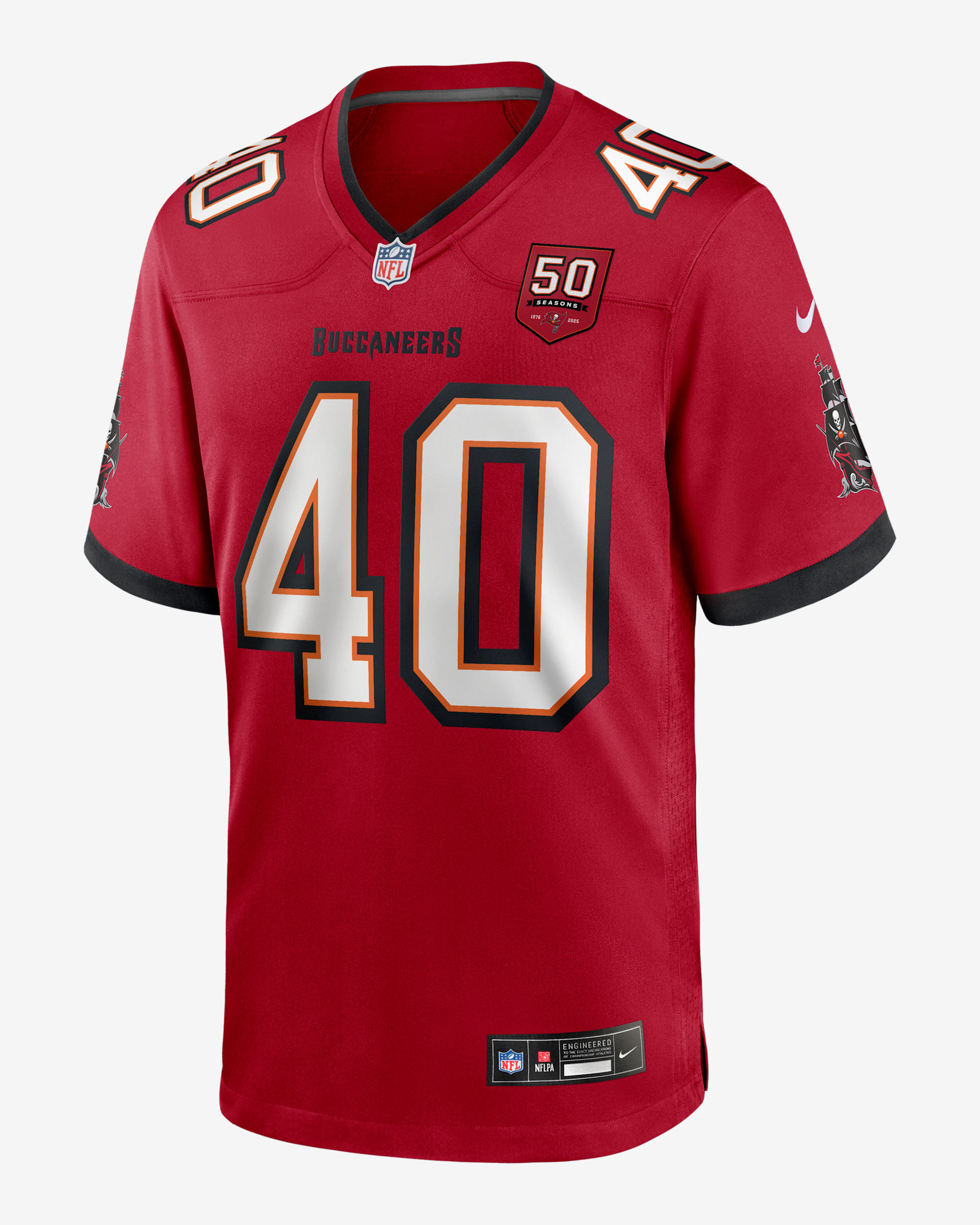 Jersey Nike de la NFL Game para hombre Mike Alstott Tampa Bay Buccaneers 50th Anniversary - Rojo