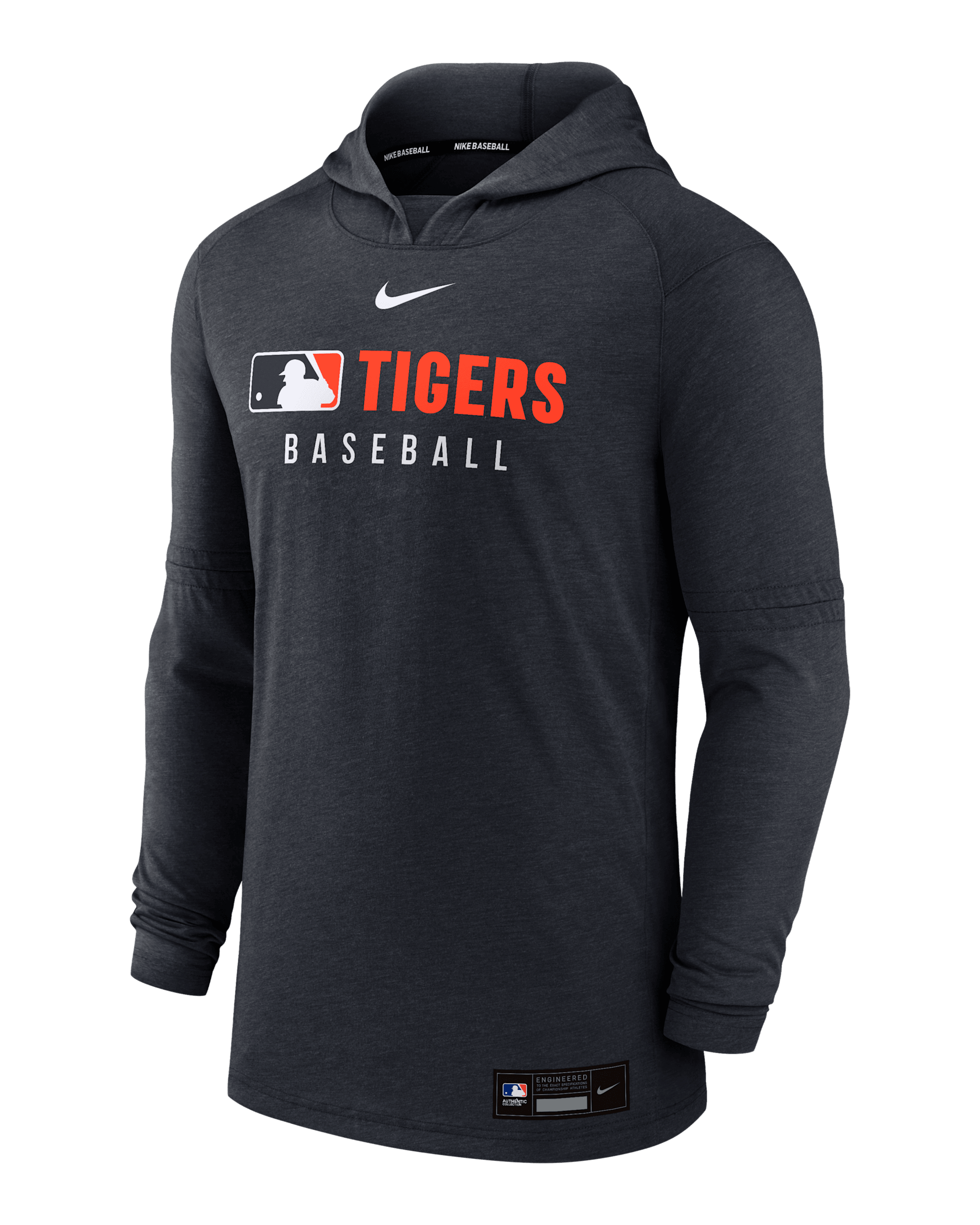 Detroit Tigers Authentic Collection Men's Nike Dri-FIT MLB Pullover Hoodie - Navy Heather