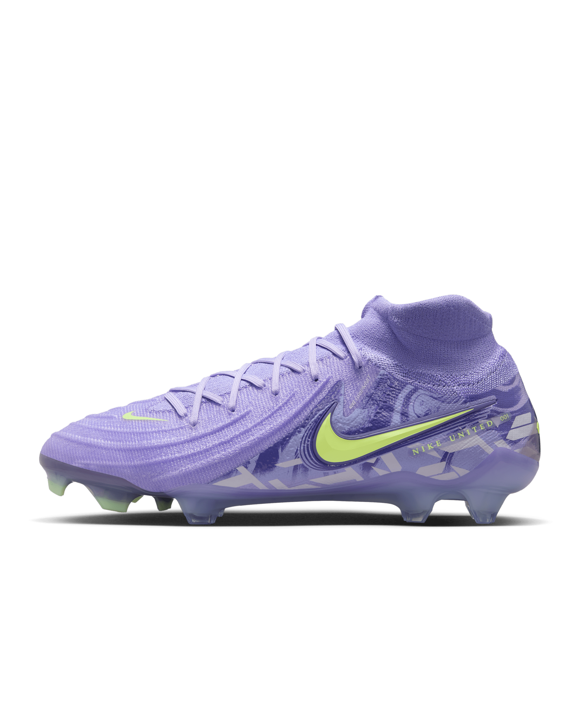 Nike United Phantom Luna 2 Elite Firm-Ground High-Top Football Boot - Purple Agate/Barely Volt