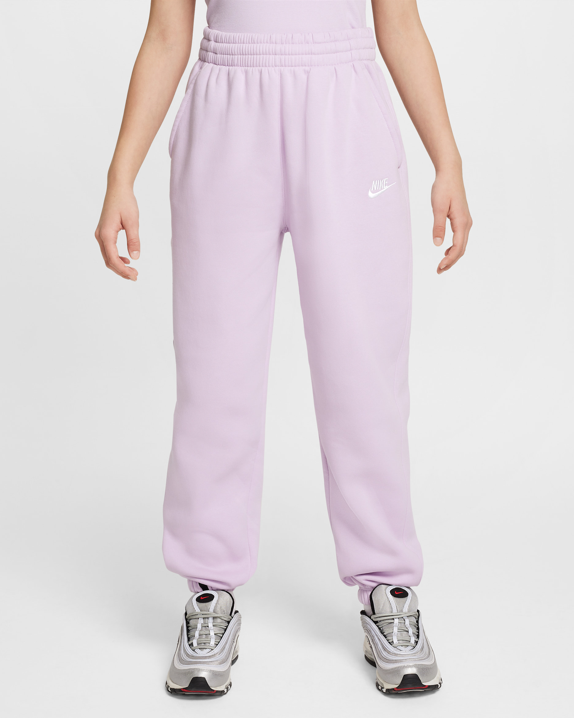 Pants holgados para niños talla grande Nike Sportswear Club Fleece - Muñeca/Muñeca/Blanco