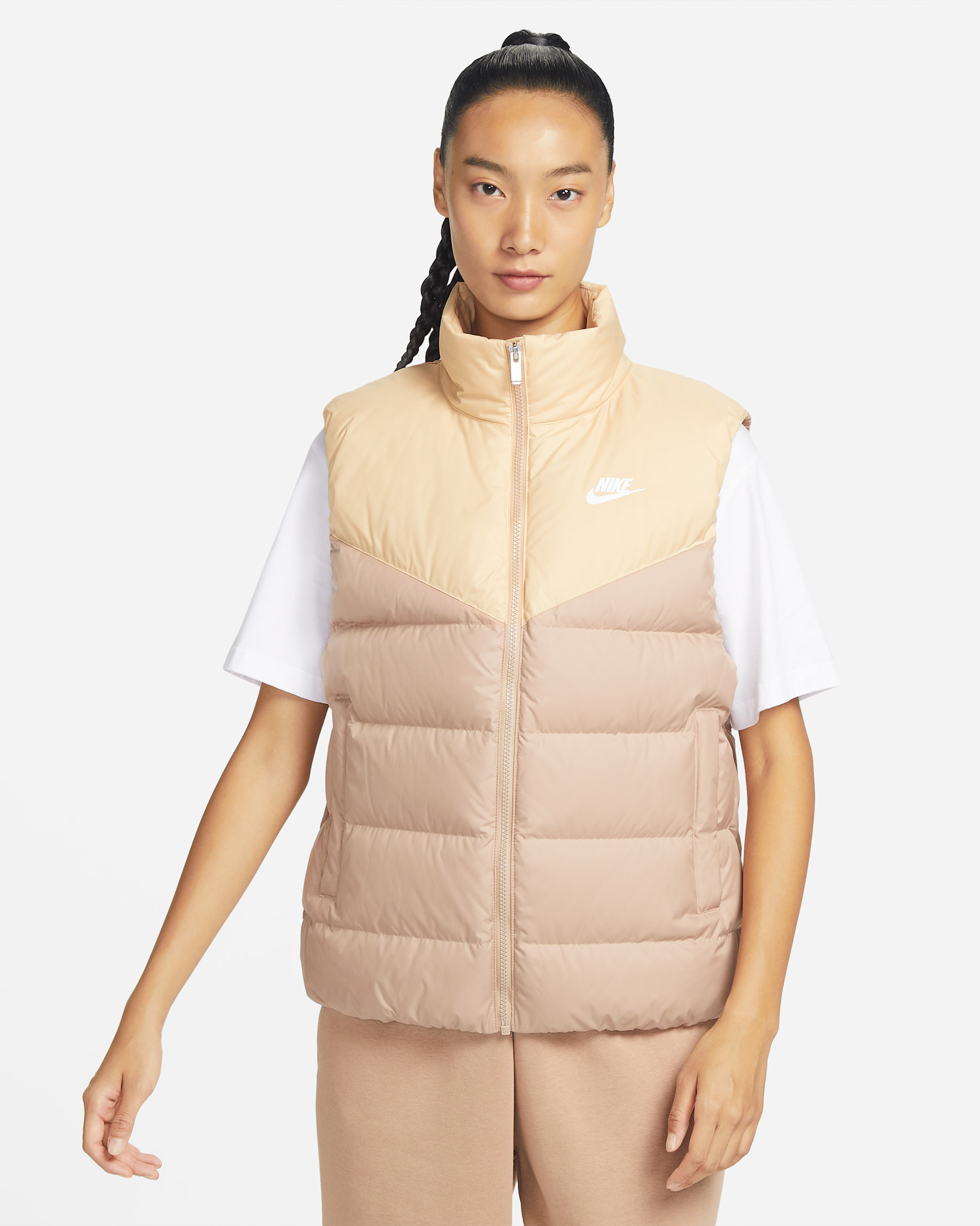 ナイキ スポーツウェア Therma-FIT ウィンドランナー ウィメンズ ダウンベスト - ヘンプ/セサミ/ホワイト