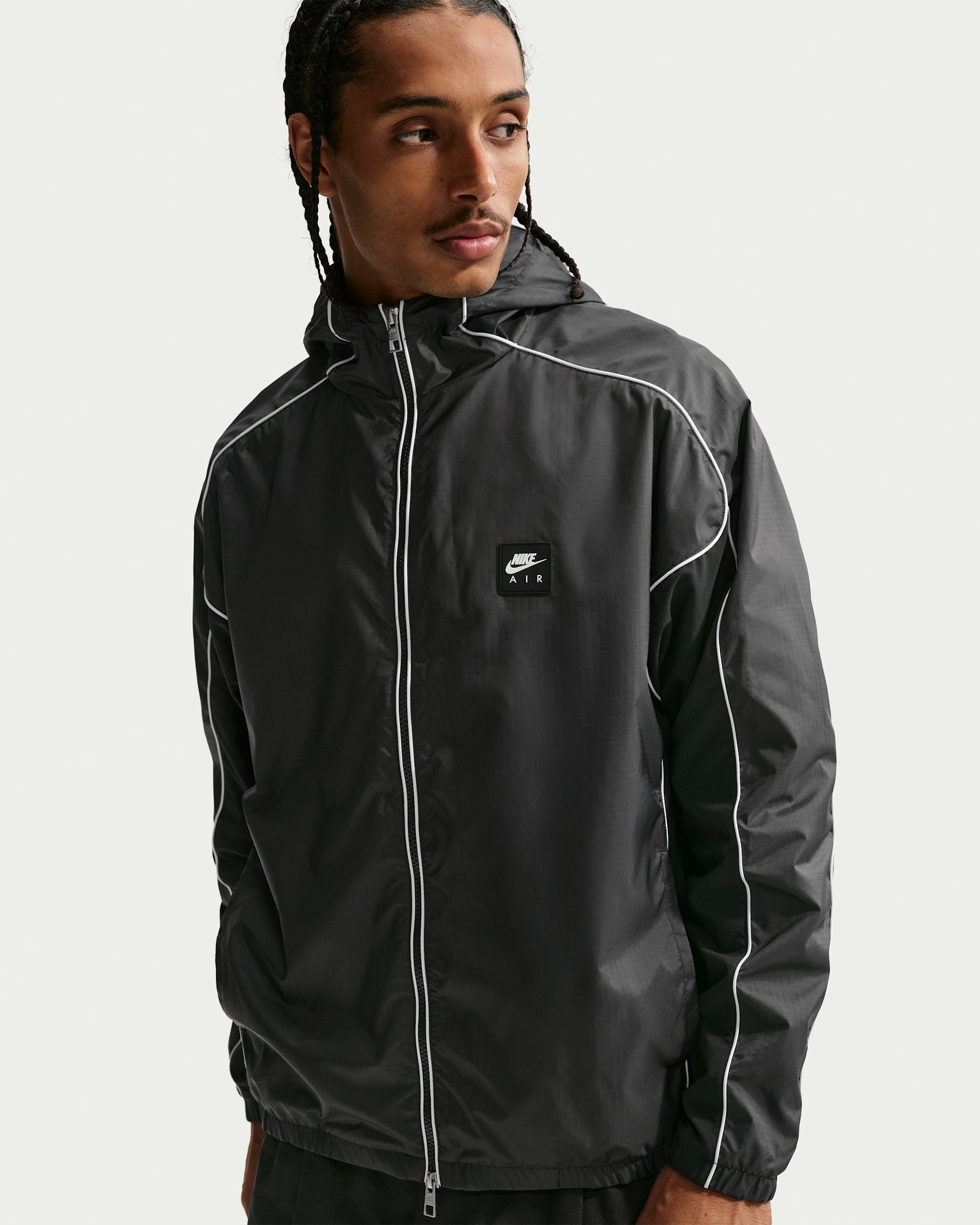 Nike Air Men's Full-Zip Hybrid Utility Jacket - Black/Black/White