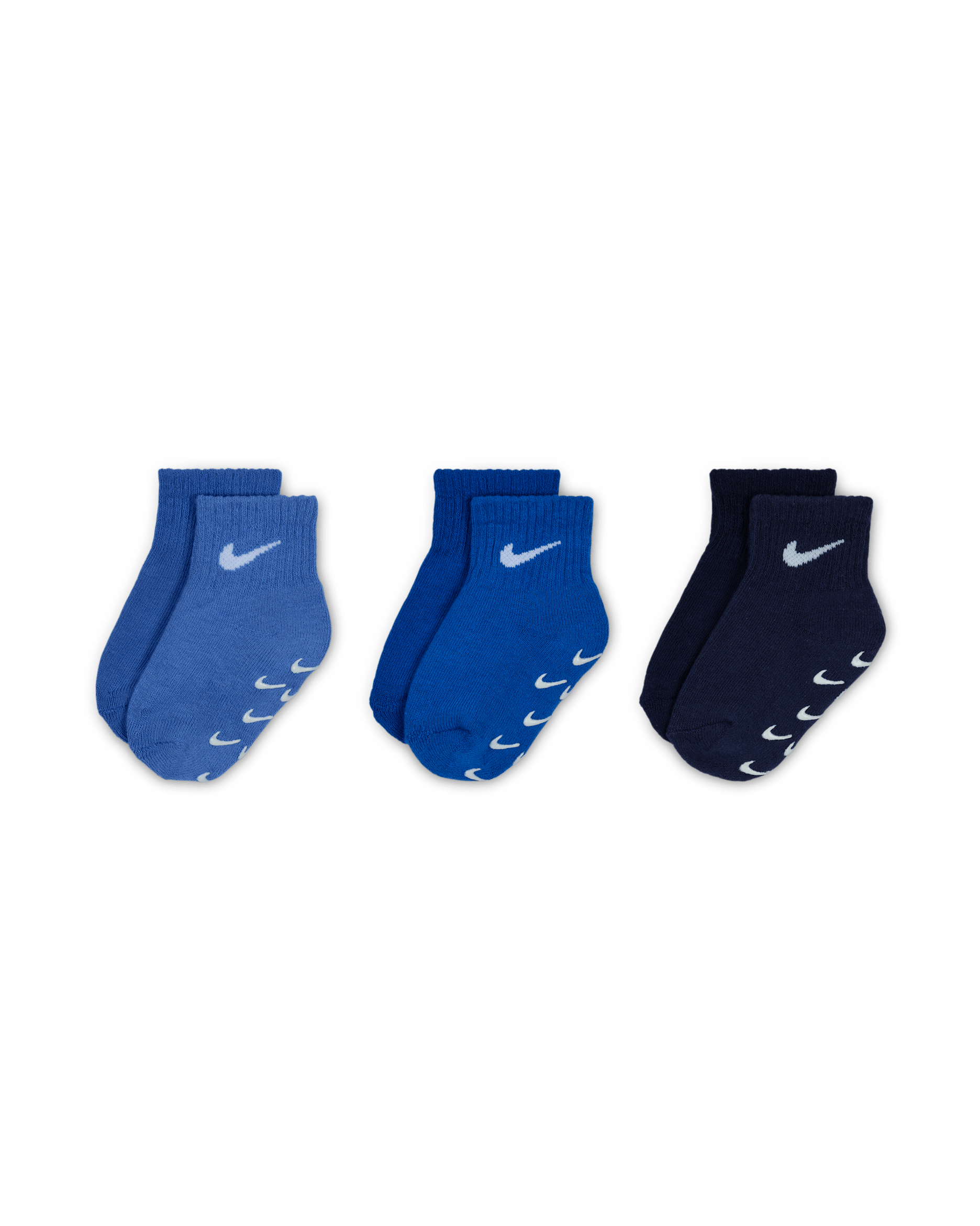 Nike Baby/Toddler Gripper Ankle Socks (3 Pairs) - Polar