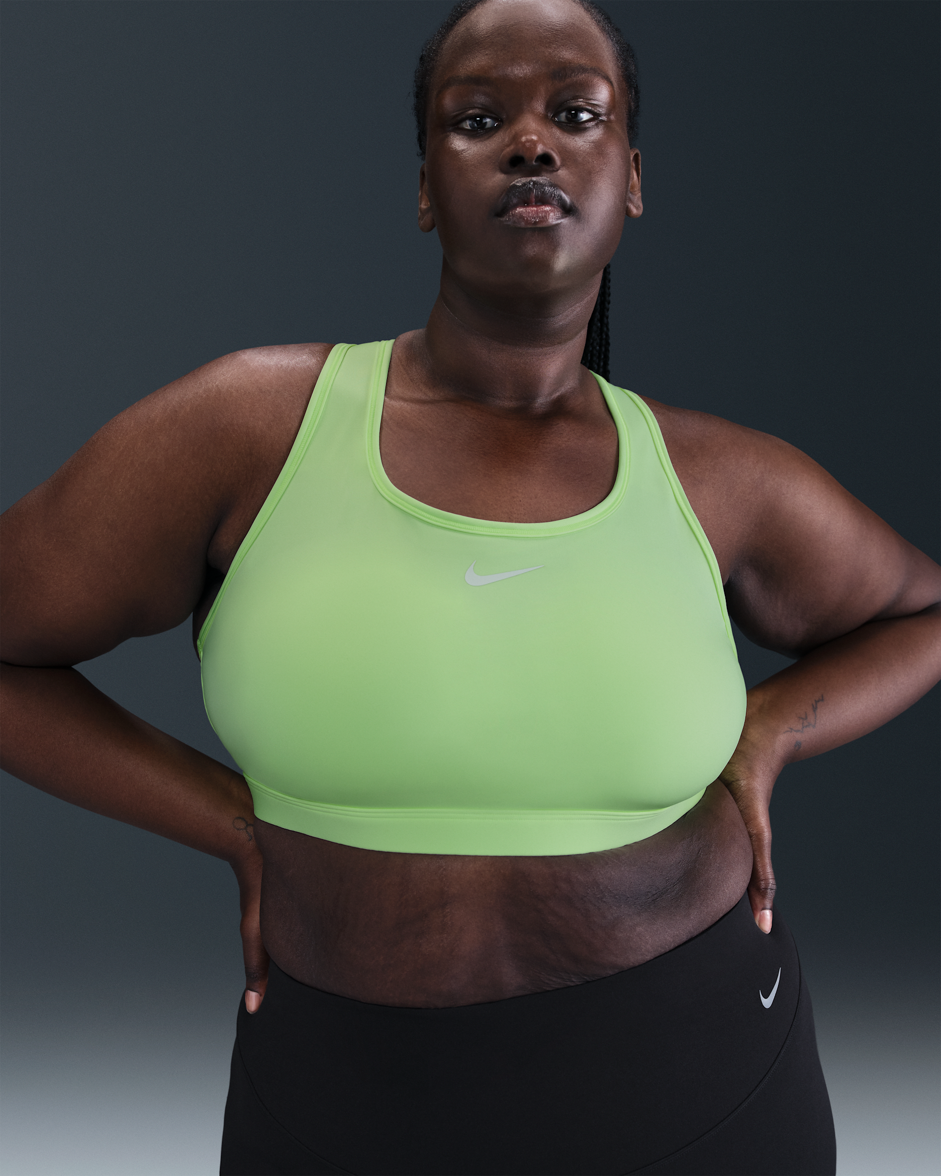 Nike Swoosh Medium Support Women's Padded Sports Bra (Plus Size) - Barely Volt/White