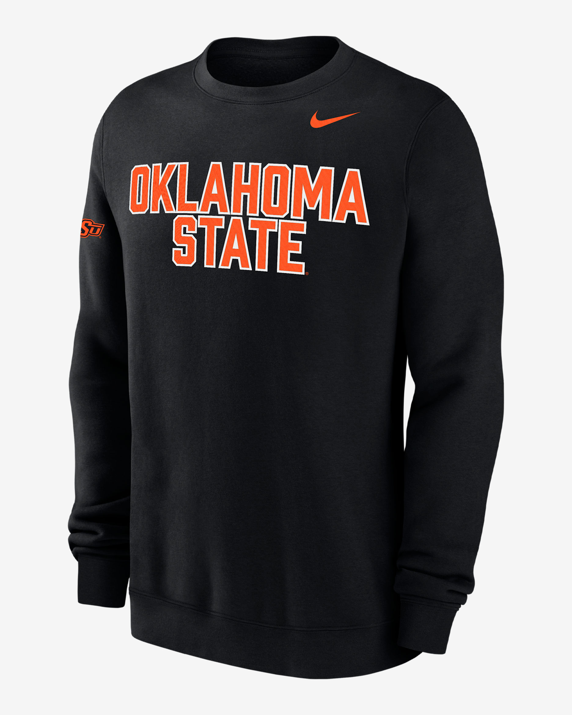 Oklahoma State Club Fleece Men's Nike College Crew-Neck Sweatshirt - Black