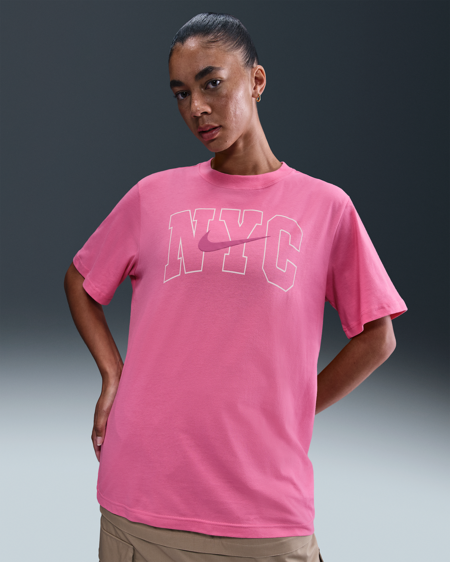 Nike Sportswear Essential Women's Graphic T-Shirt - Pinksicle/Cosmic Fuchsia