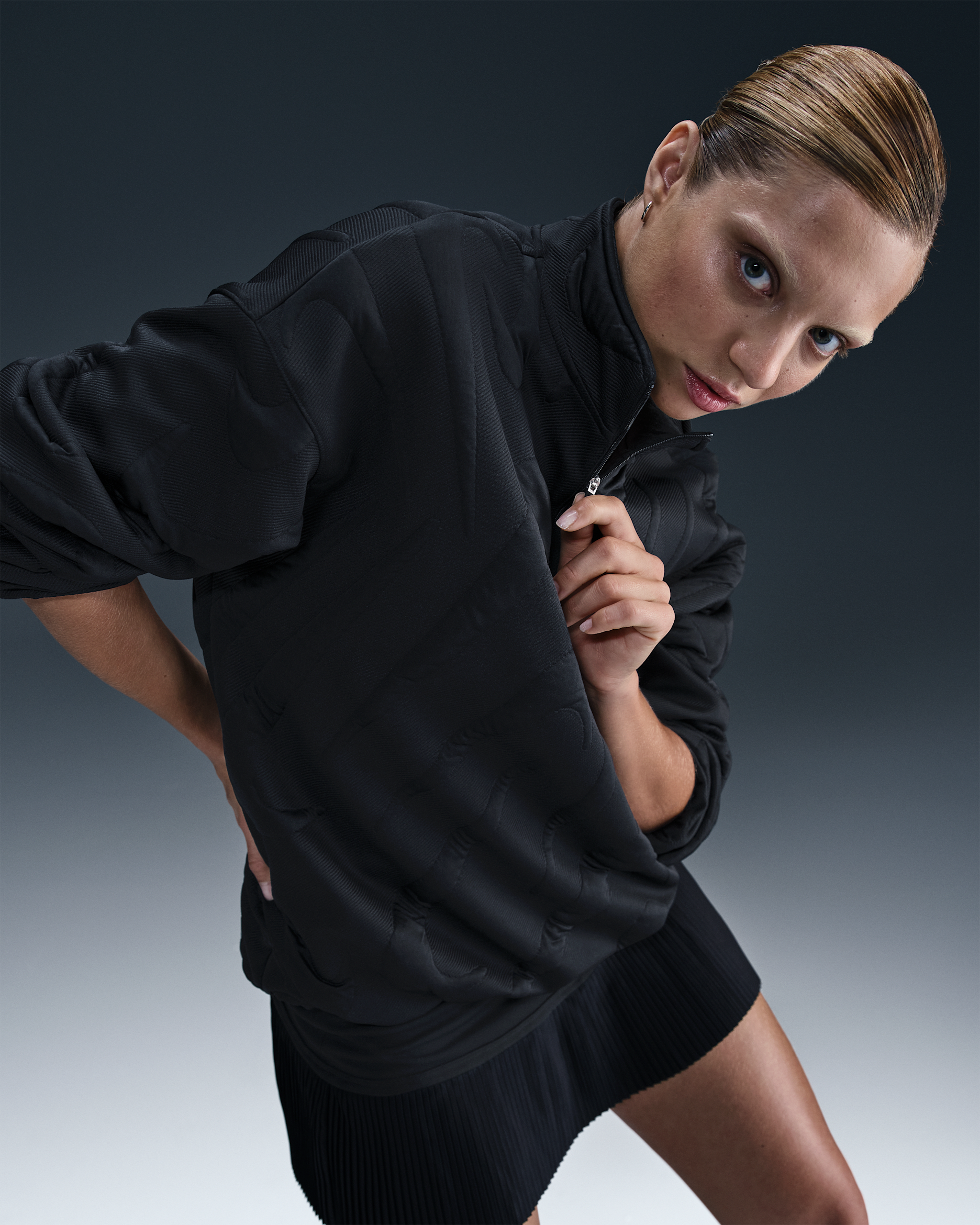 Sweat oversize cosy à logo et 1/4 de zip Nike Sportswear Collection pour femme - Noir/Anthracite