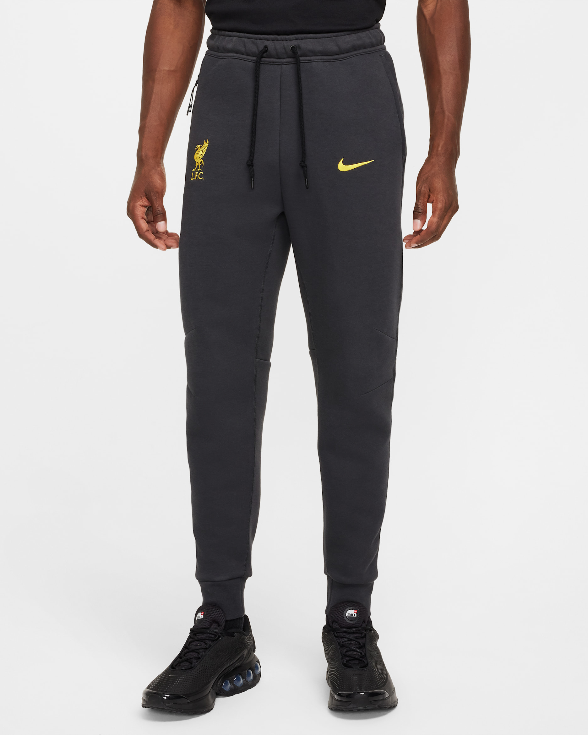 Liverpool F.C. Tech Third Men's Nike Football Fleece Joggers - Dark Smoke Grey/Chrome Yellow