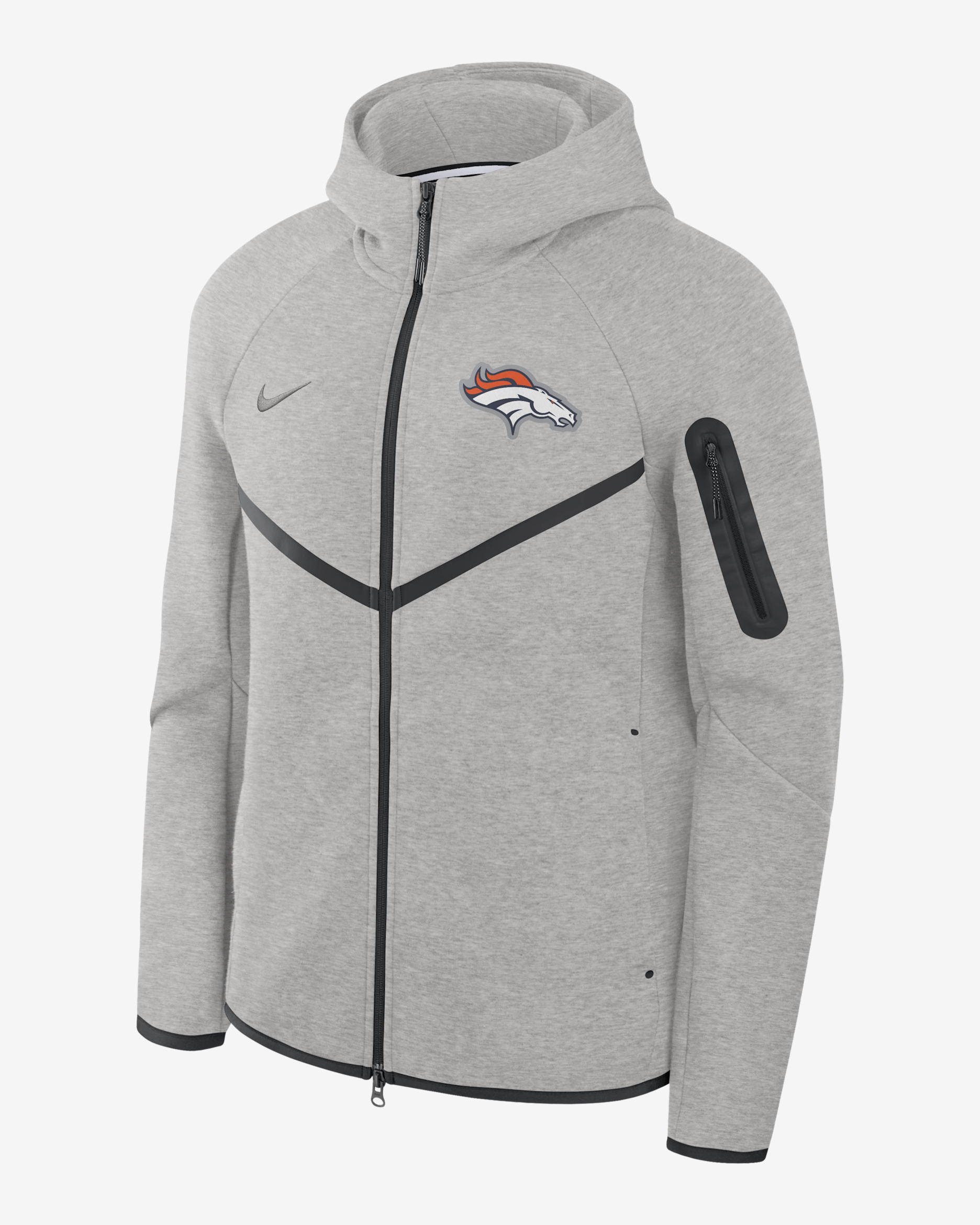 Denver Broncos Tech Fleece Windrunner Men's Nike NFL Full-Zip Hooded Jacket - Grey Heather/Black/Grey