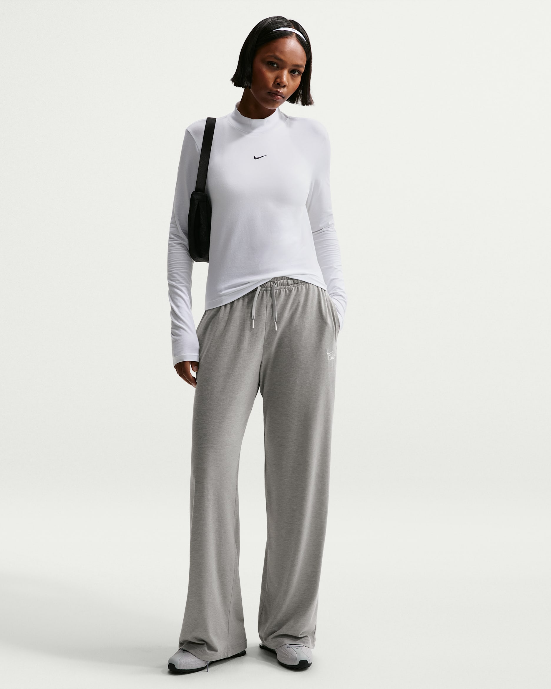 Nike Sportswear Chill Knit Women's Mid-Rise Lightweight Open-Hem Pants - Dark Grey Heather/Chalk