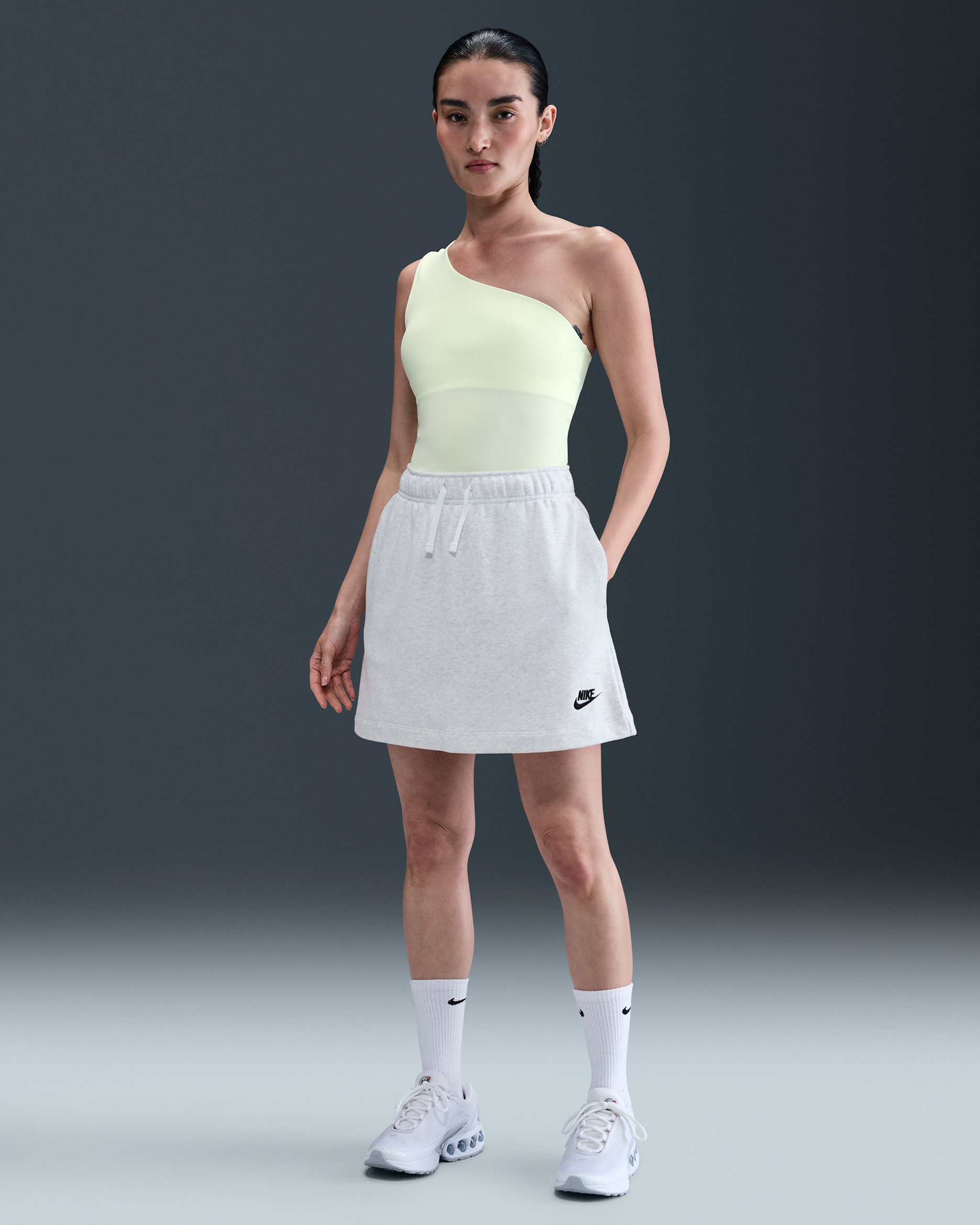 나이키 스포츠웨어 클럽 플리스 여성 미드라이즈 스커트 - 버치 헤더/블랙