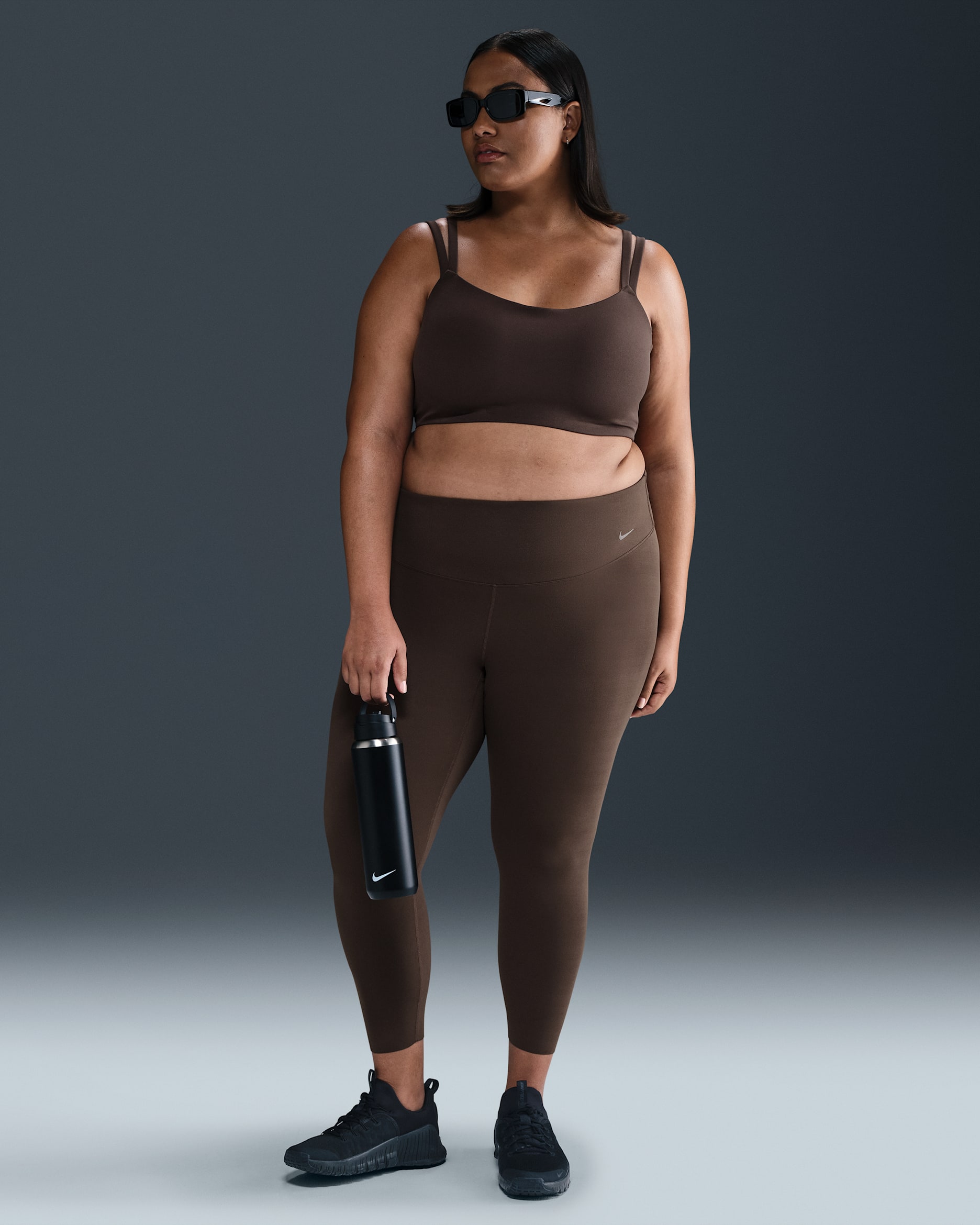 Nike Zenvy Women's High-Waisted 7/8 Leggings (Plus Size) - Baroque Brown/Black
