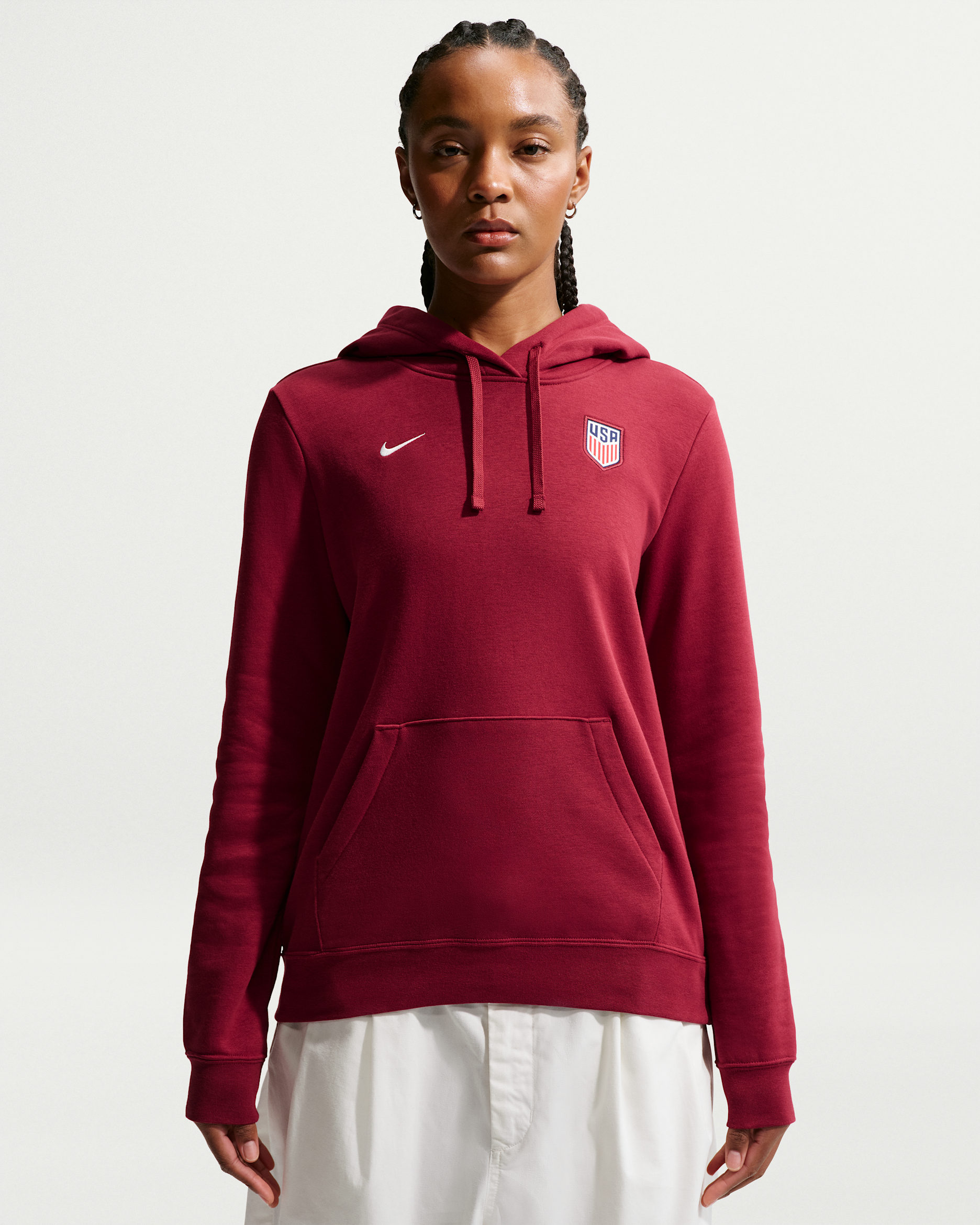 USMNT Club Fleece Women's Nike Soccer Pullover Hoodie - Team Red/Sail