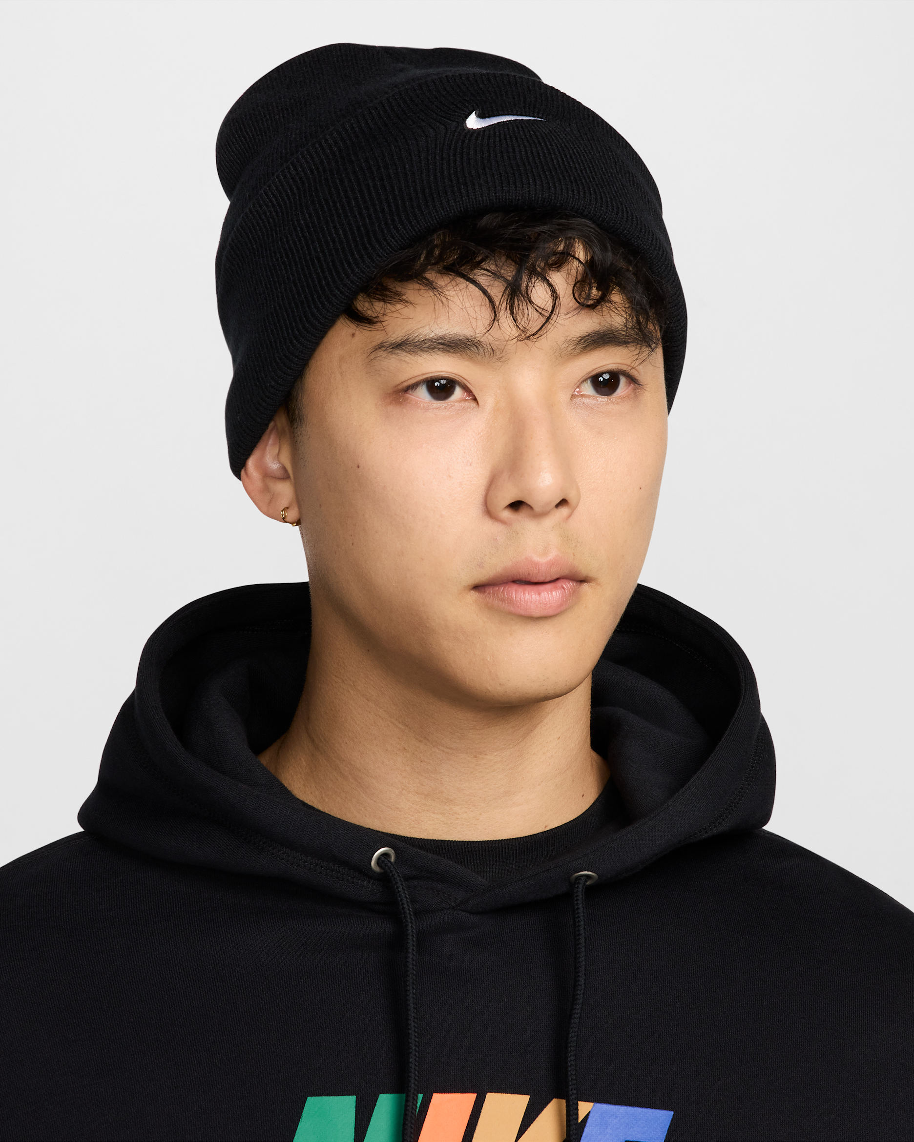 Nike Peak Swoosh Beanie - Black/White